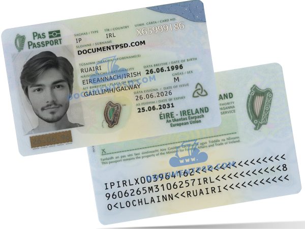 Ireland passport card new 2025 PSD Template