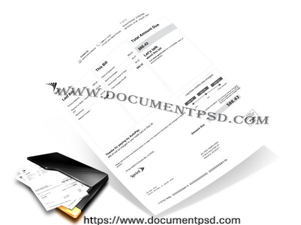 Sprint Bill Statement California United States PSD Template