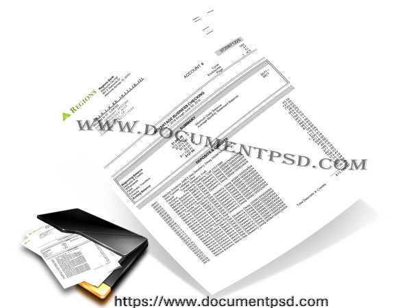 Regions Bank Bank account statement USA