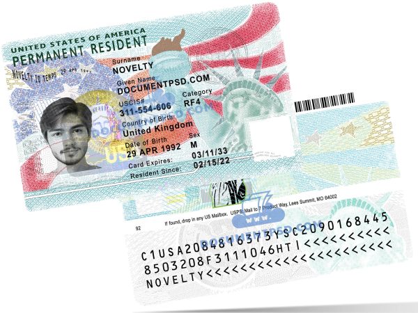 United States Permanent Resident Card PSD Template +UV