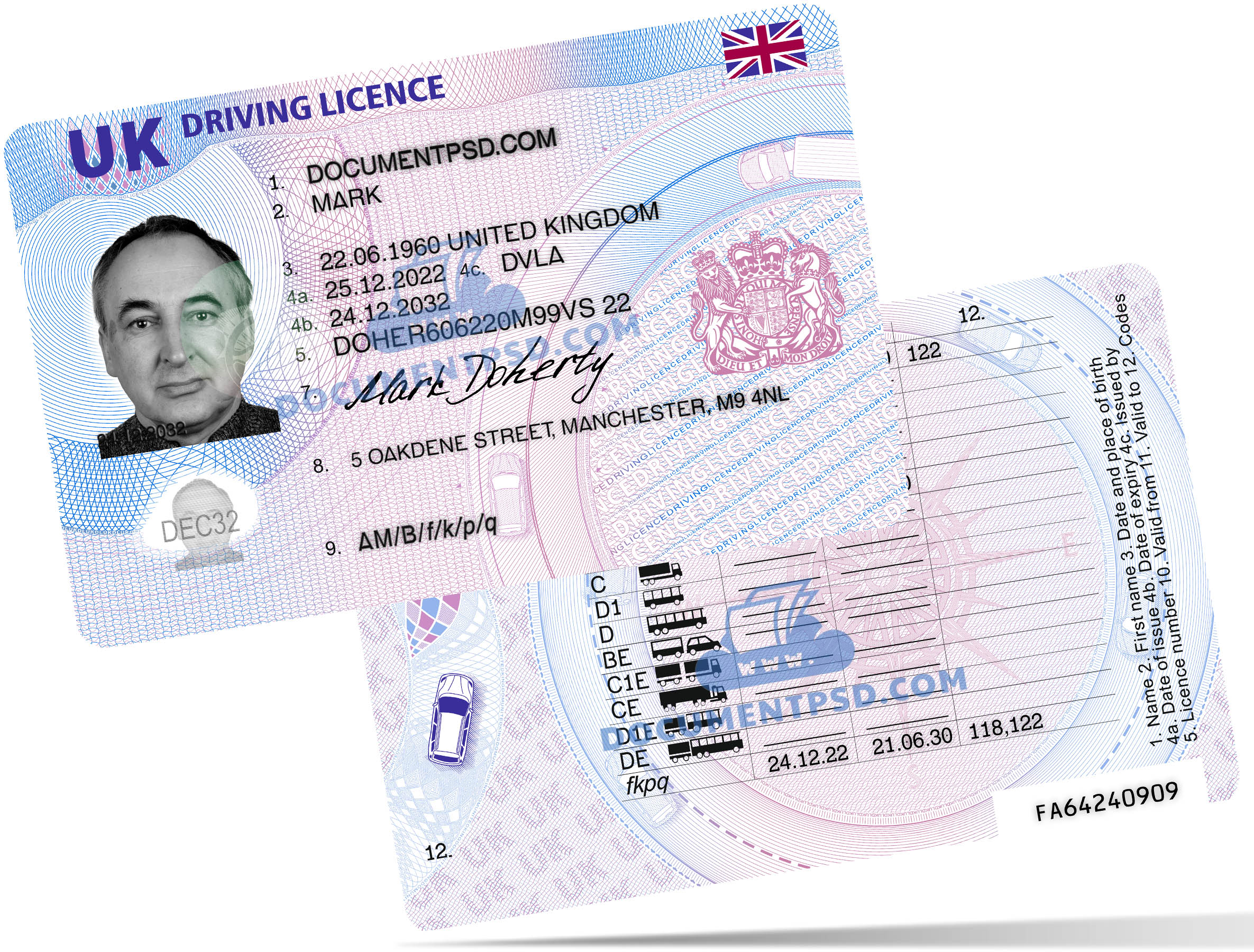 Driver License UK PSD TEMPLATE