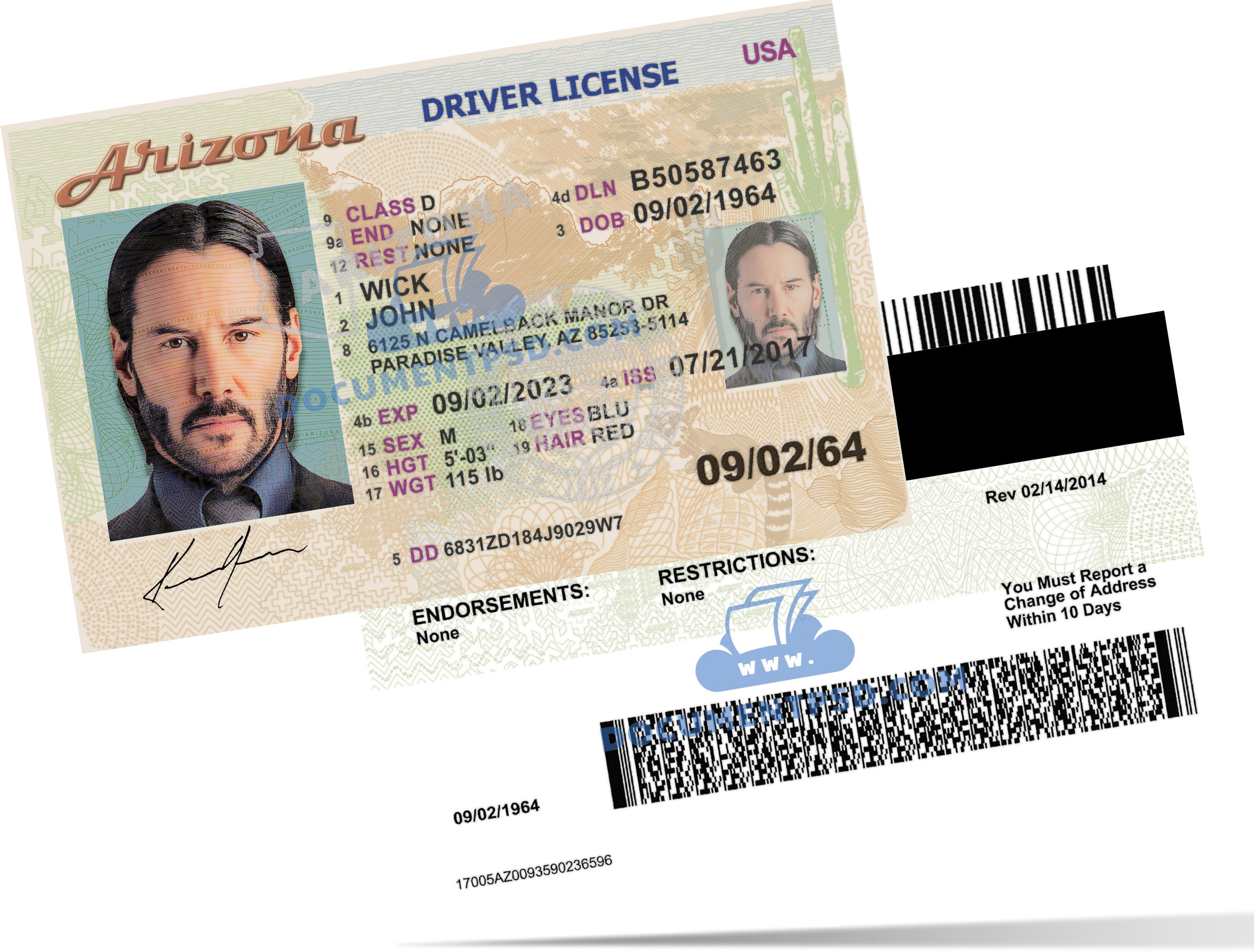 Arizona Driver License PSD Template