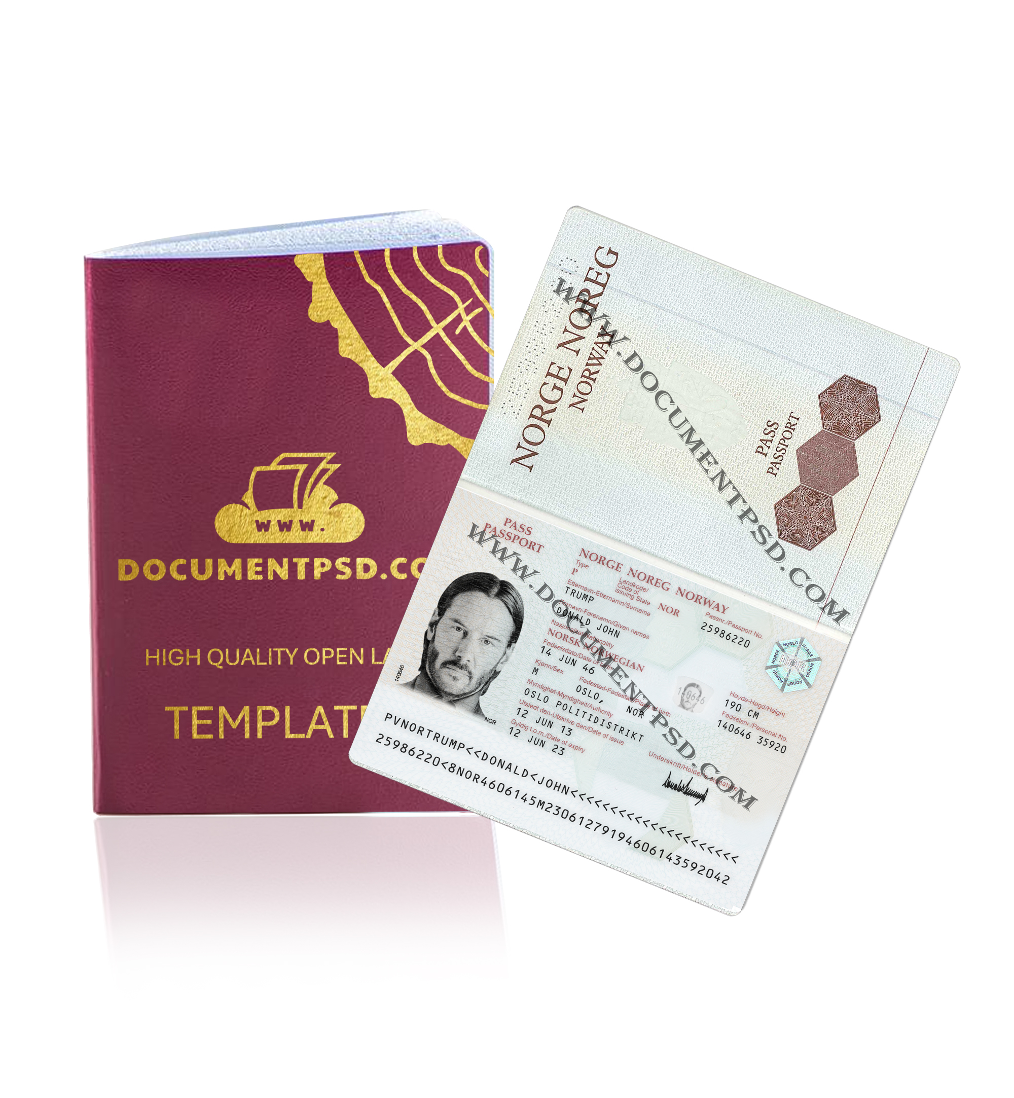 Norway Passport PSD Template