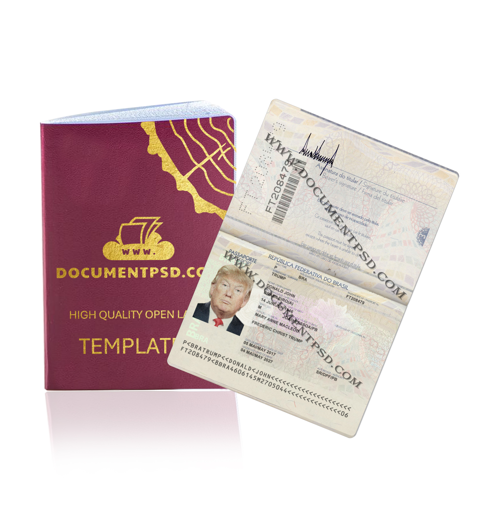 Brazil passport PSD Template