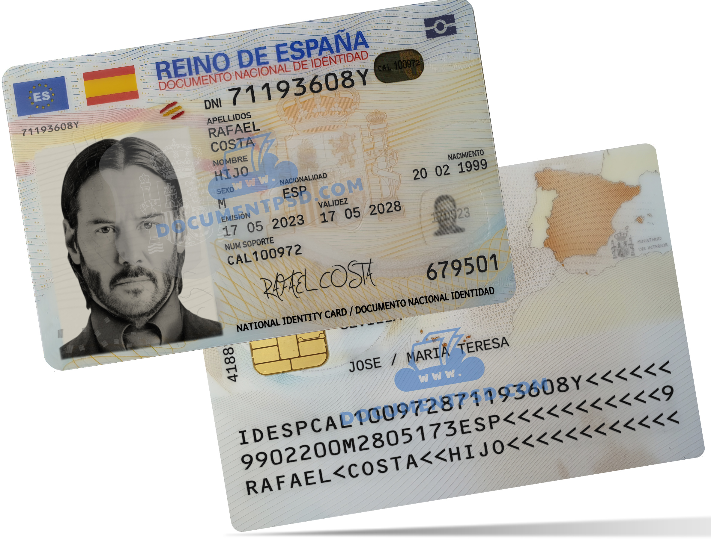 Spain ID Card 2021 PSD Template