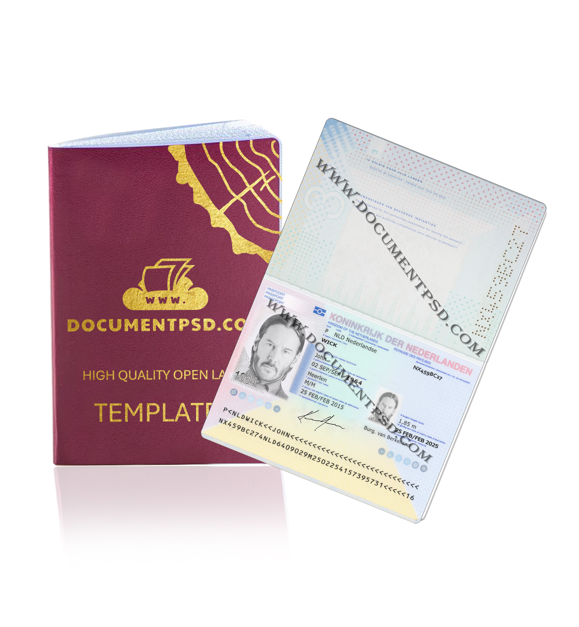 Netherlands Passport PSD Template
