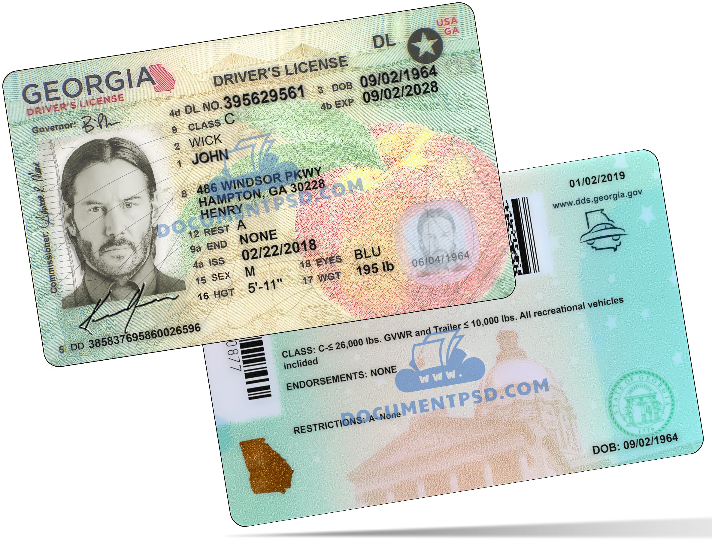 Gerogia Driver License NEW PSD Template