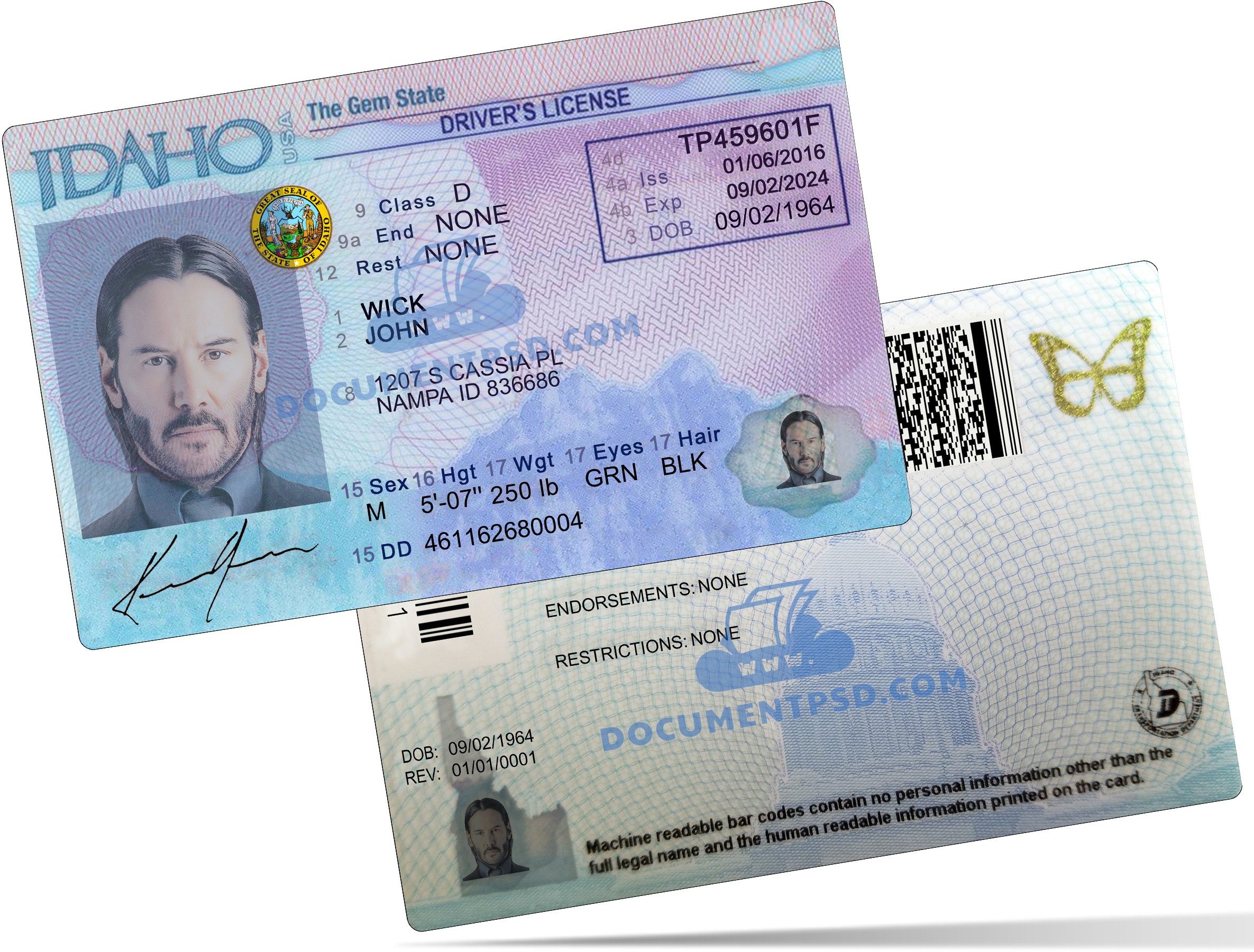 Idaho Driver License PSD Template