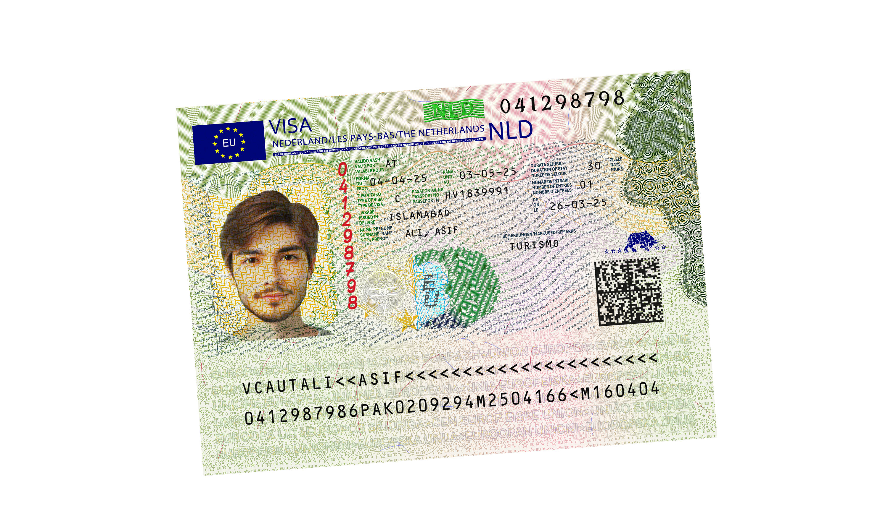 Netherlands Visa PSD Template