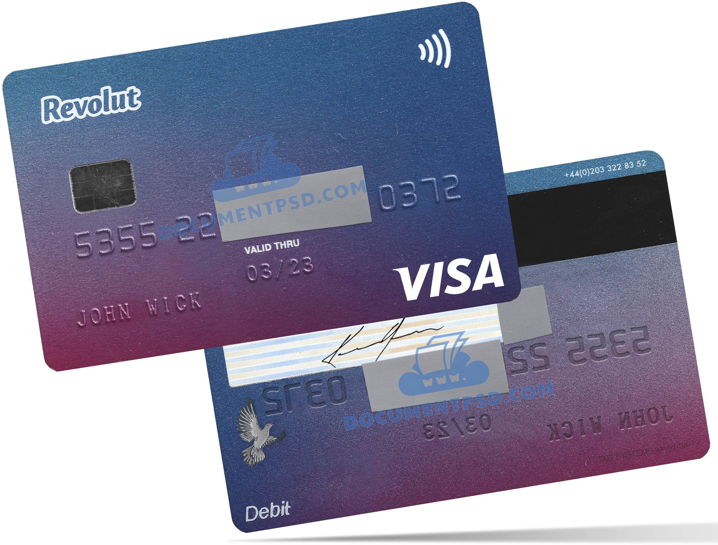 Revolut Visa Card  United Kingdom PSD Template