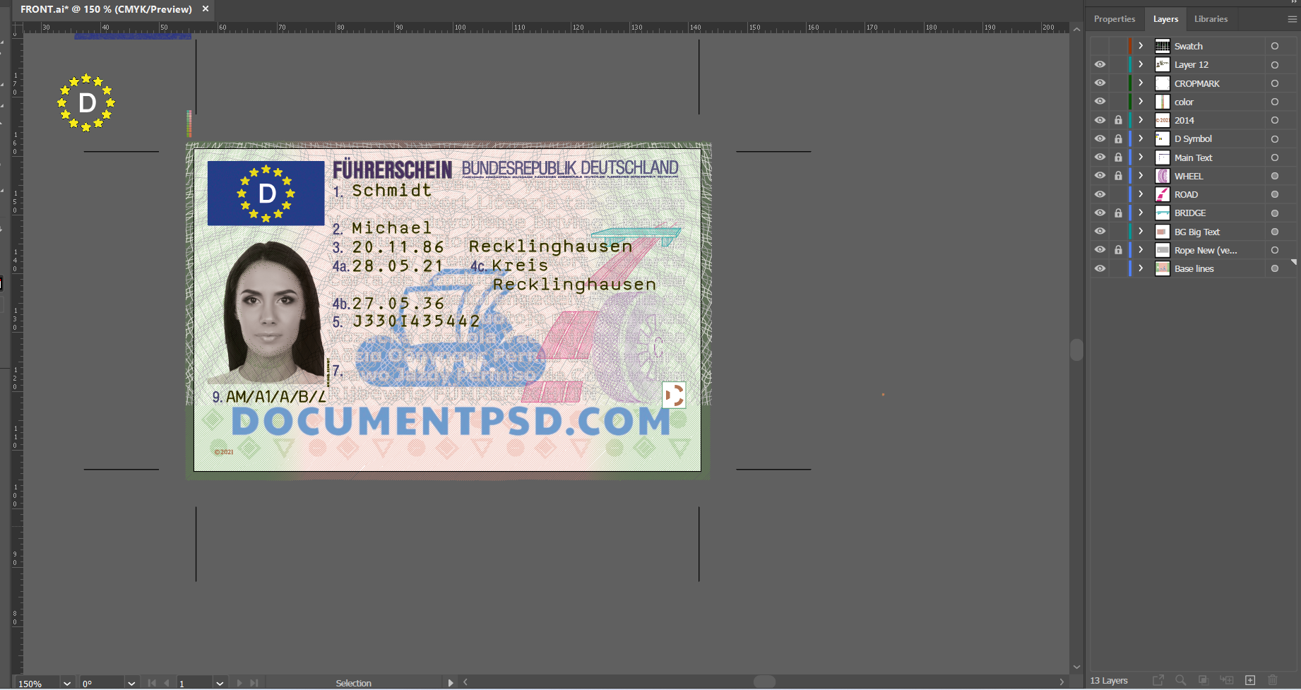 Germany Driving License_HQ_Adobe_illustrator_Vector_Ai