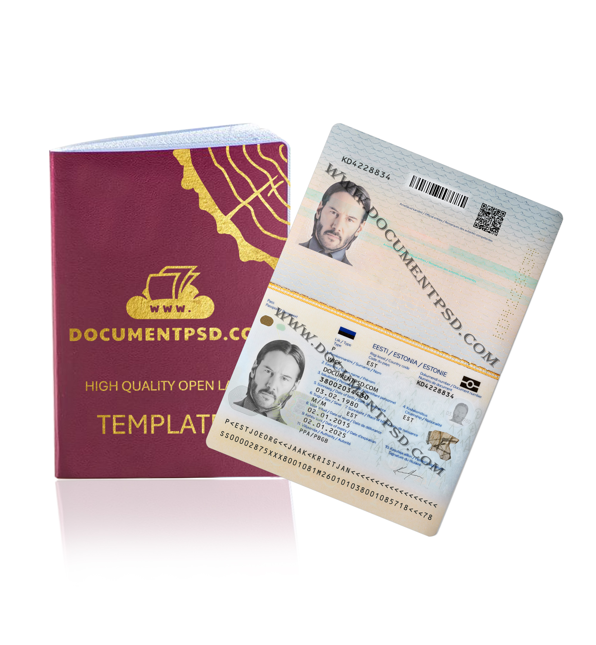 Estonia Passport 2021 NEW PSD Template