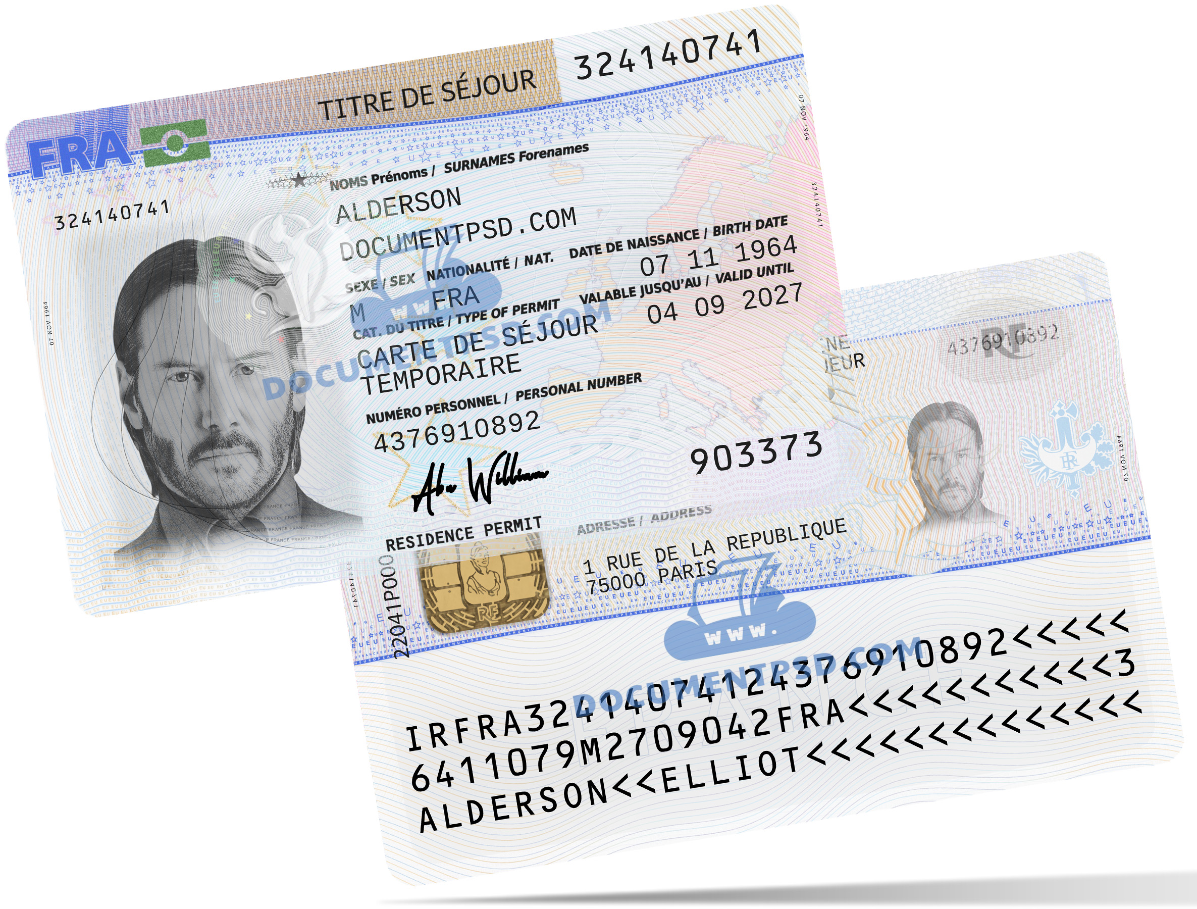 France Residence Permit PSD Template