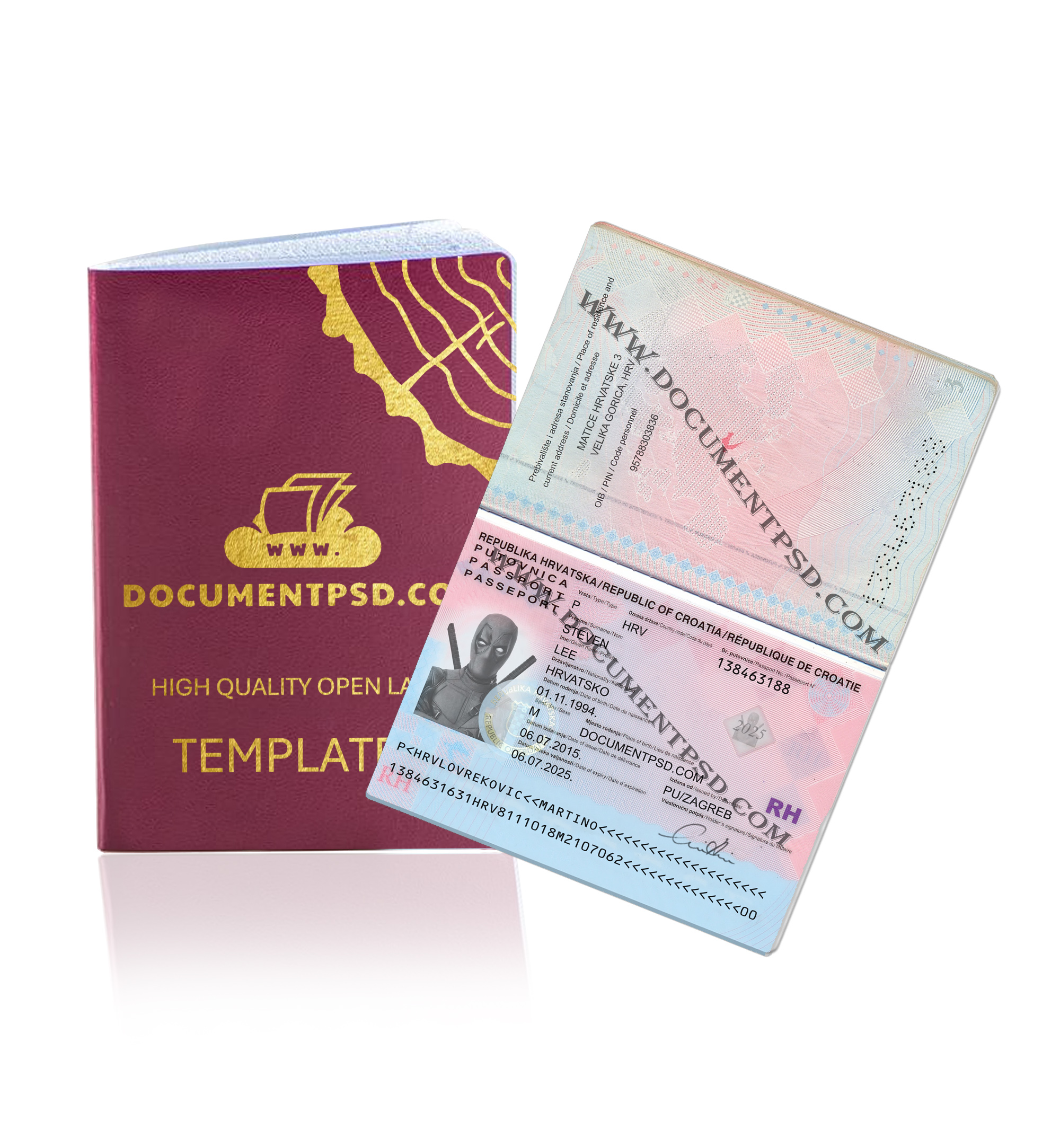 Croatia passport PSD Template