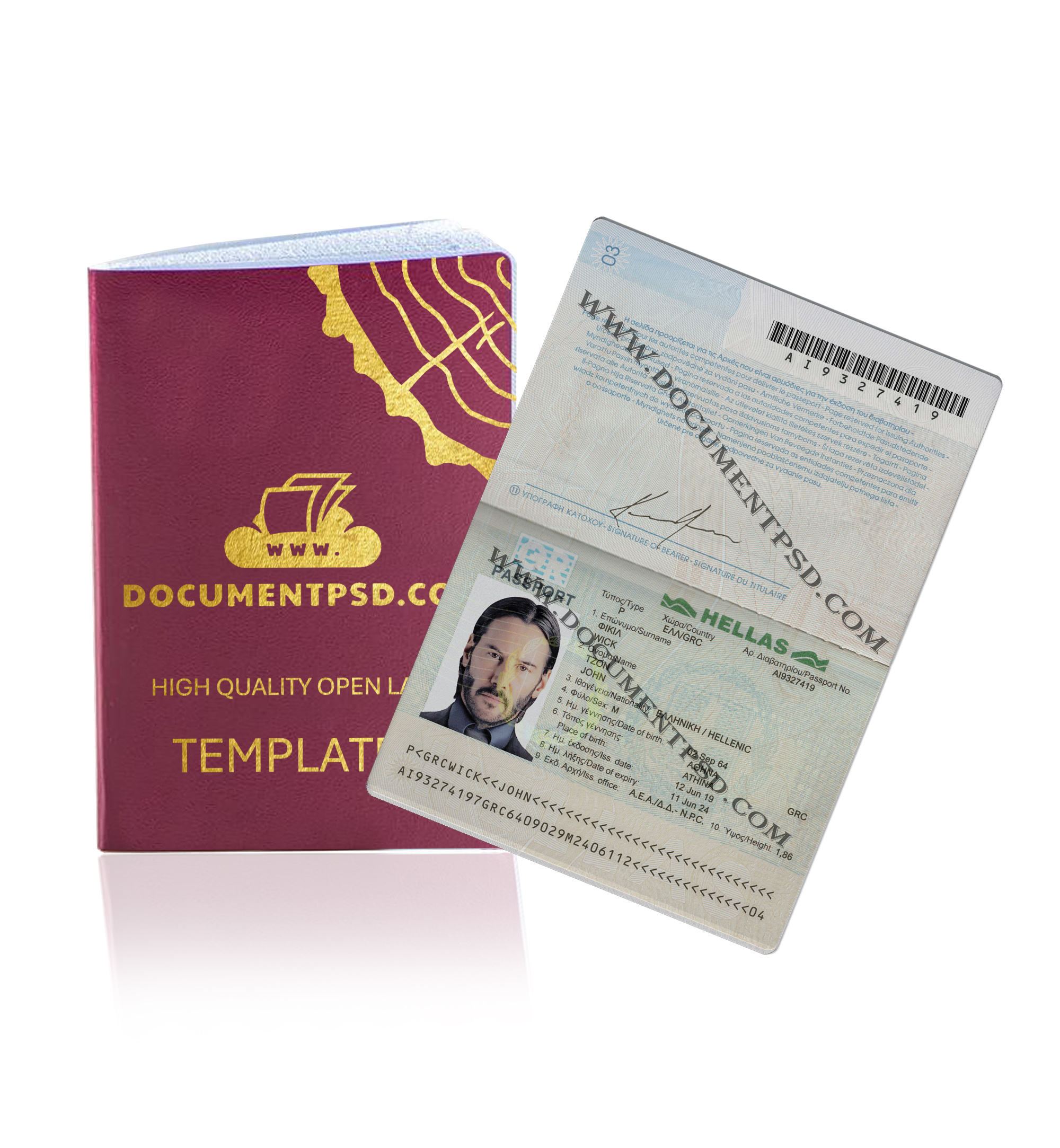 Greece Passport PSD Template