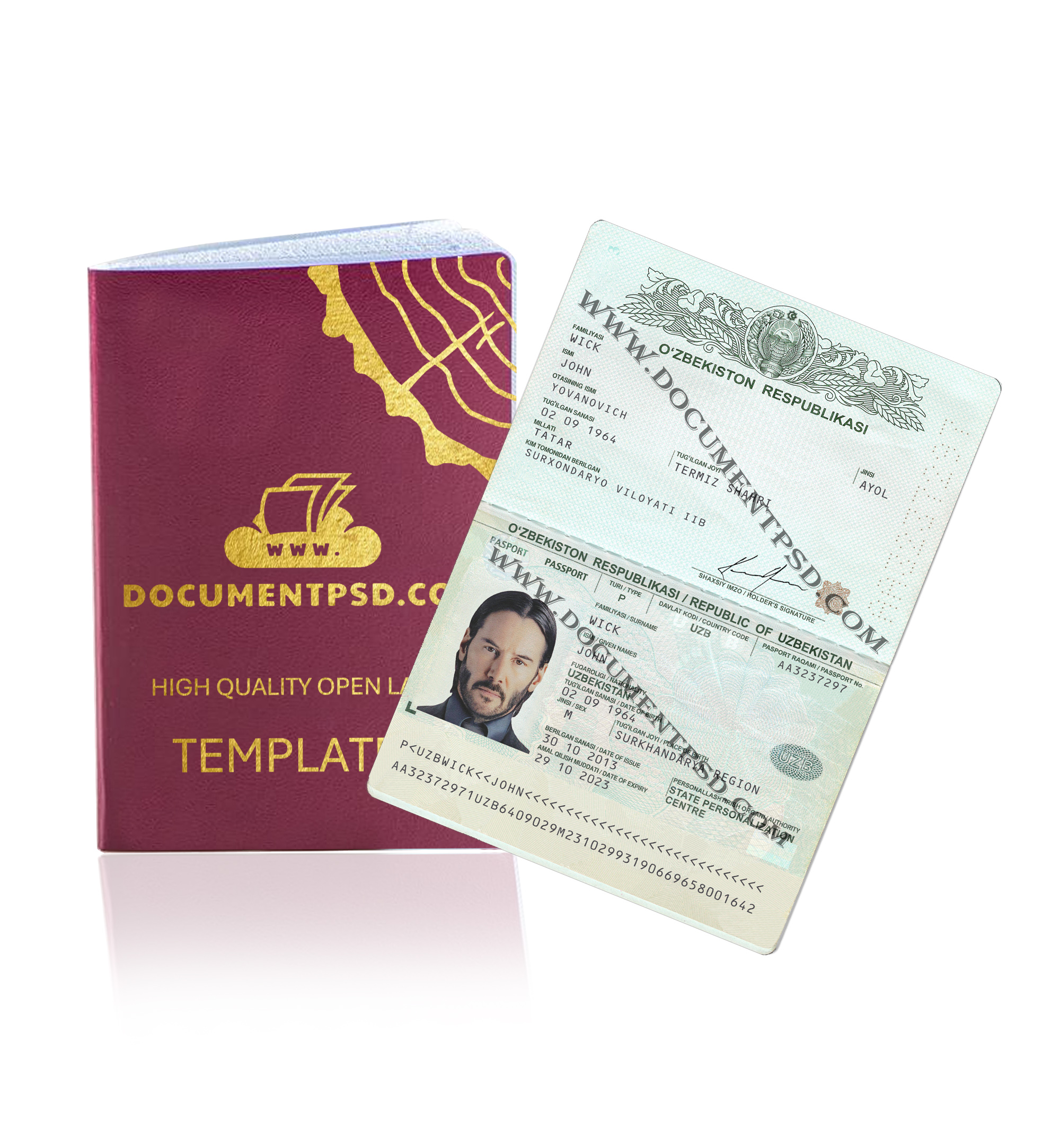 Uzbekistan_Passport PSD Template