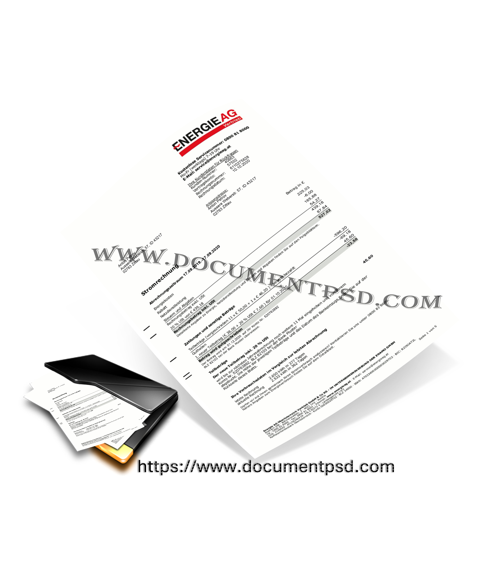 electricity statement Austria PSD Template