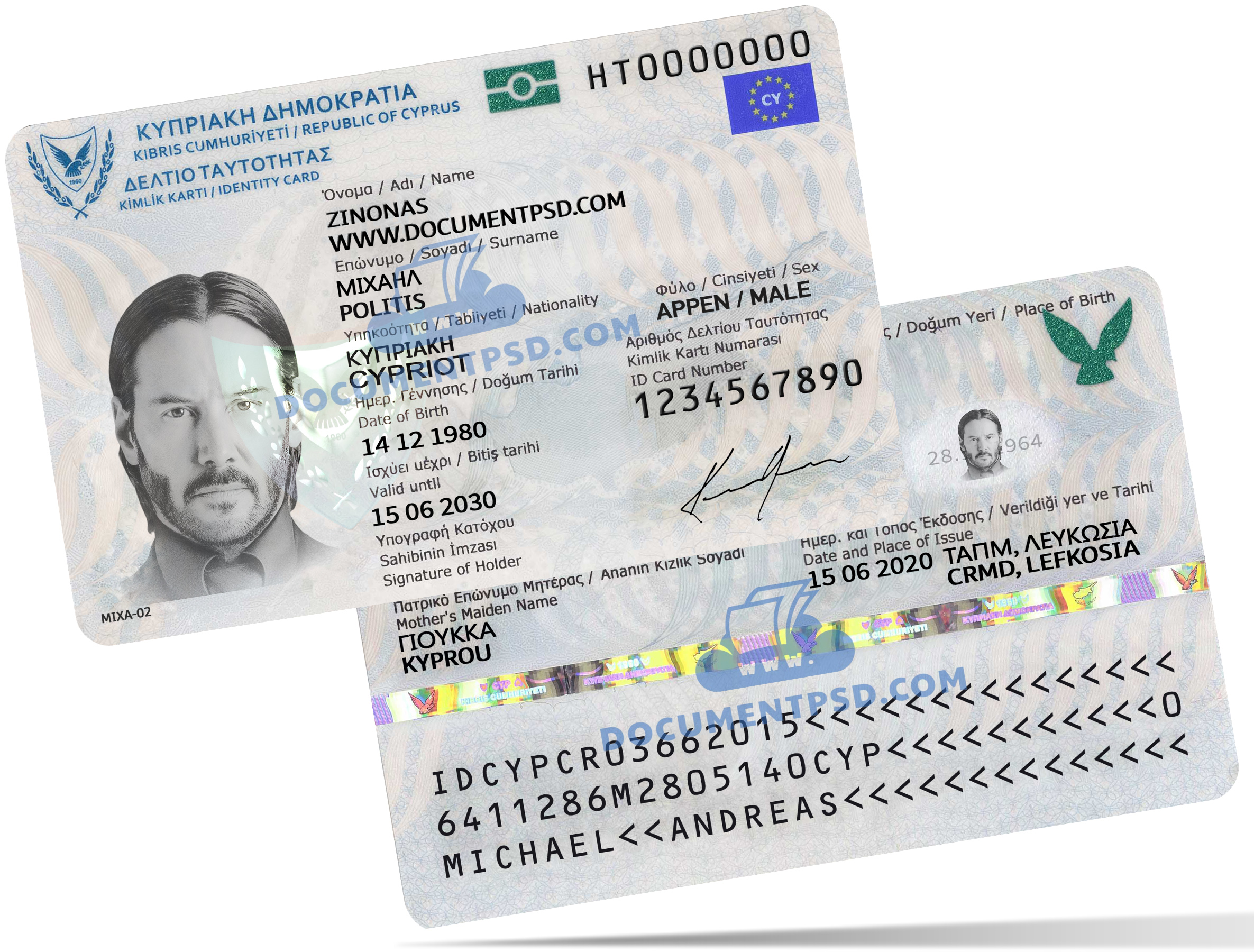 Cyprus ID Card NEW 2020 PSD Template