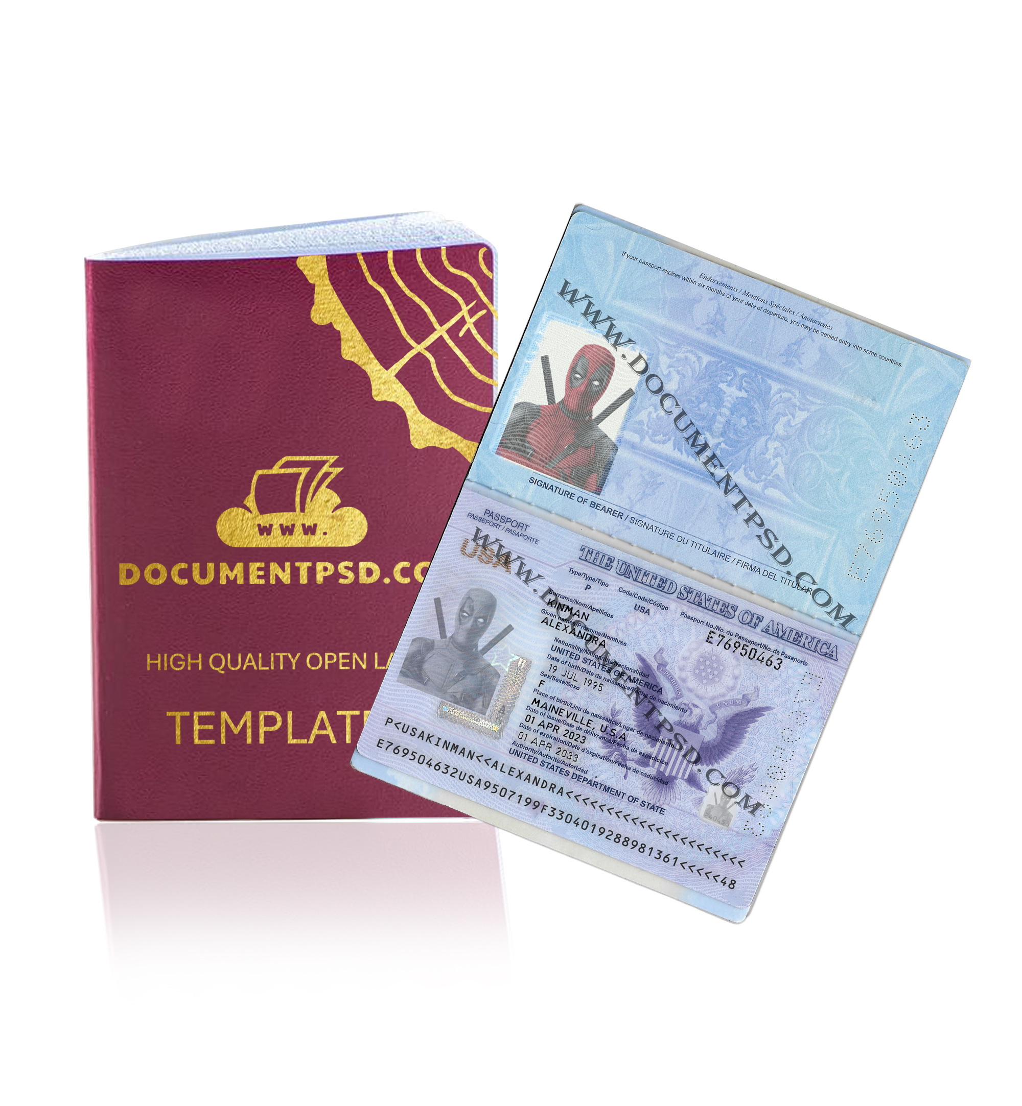 USA passport NEW 2020 PSD Template