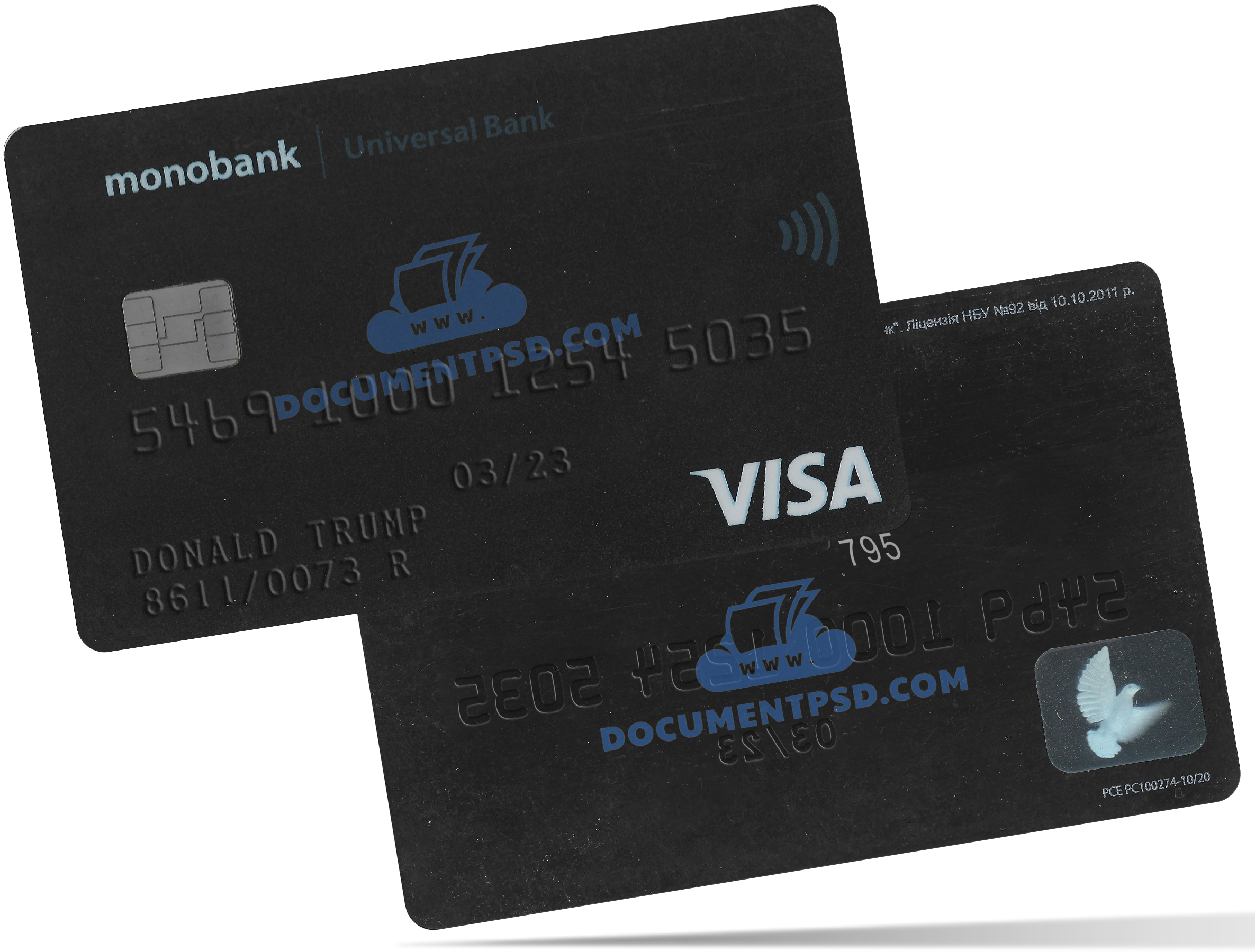 Моно Банк monobank Visa Card Ukraine PSD Template