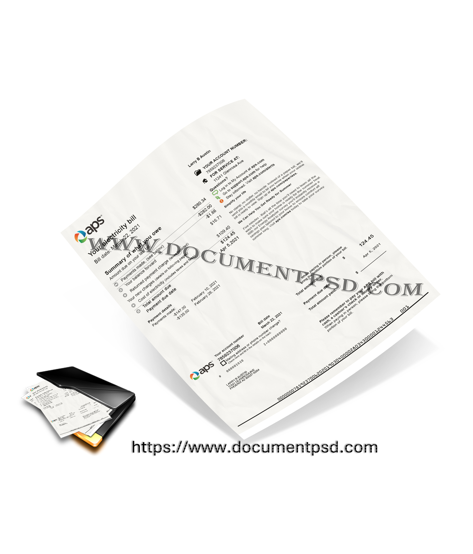 Arizona electricity bill PSD Template