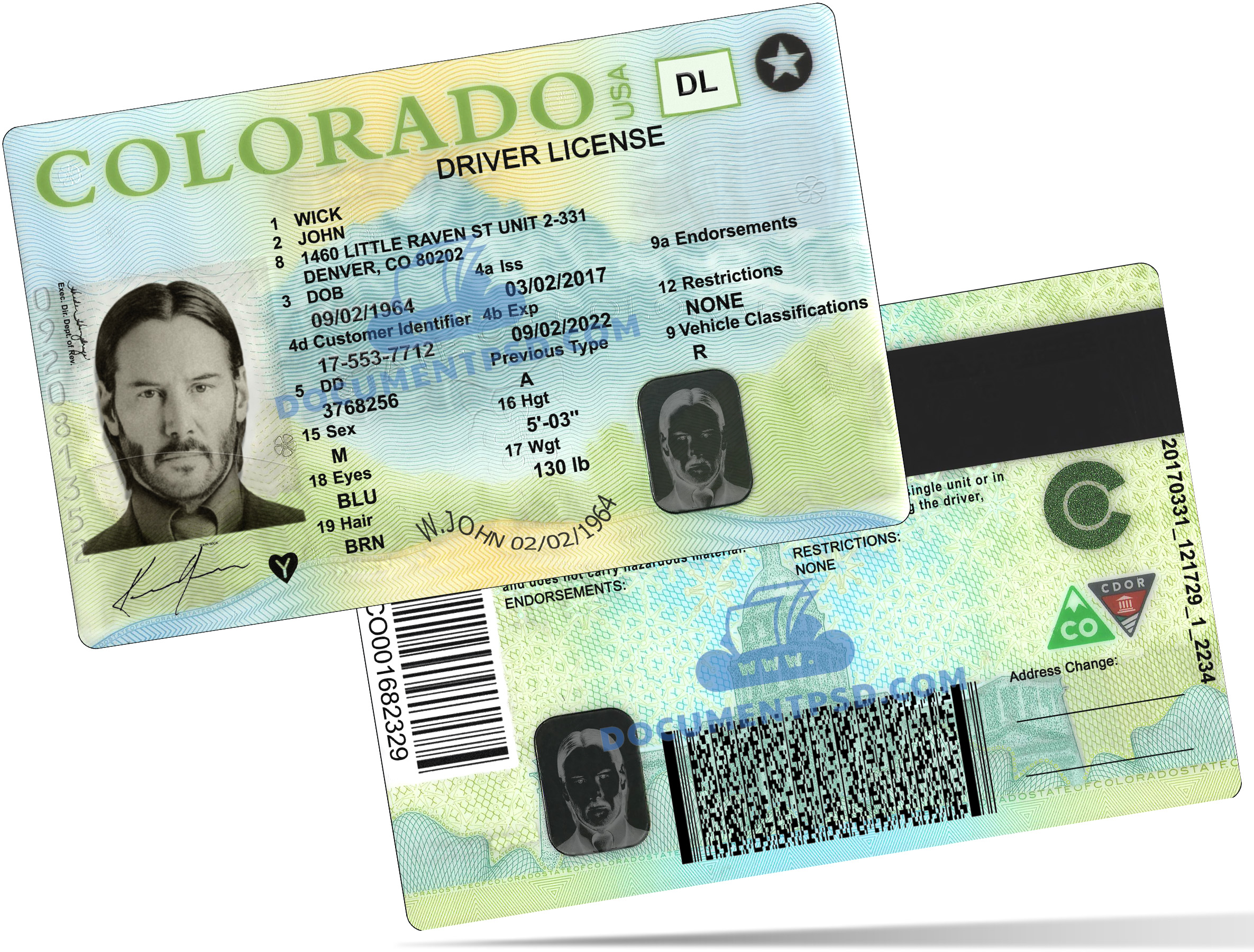 Colorado Driver License V1 PSD Template