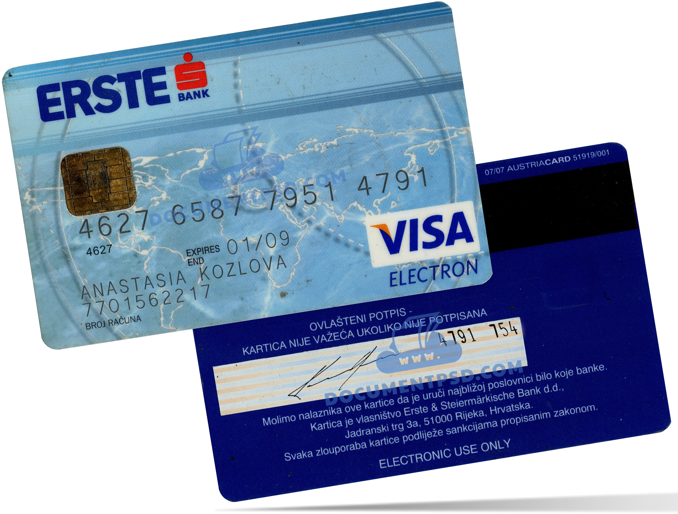 ERSTE Bank Credit card Austria PSD Template