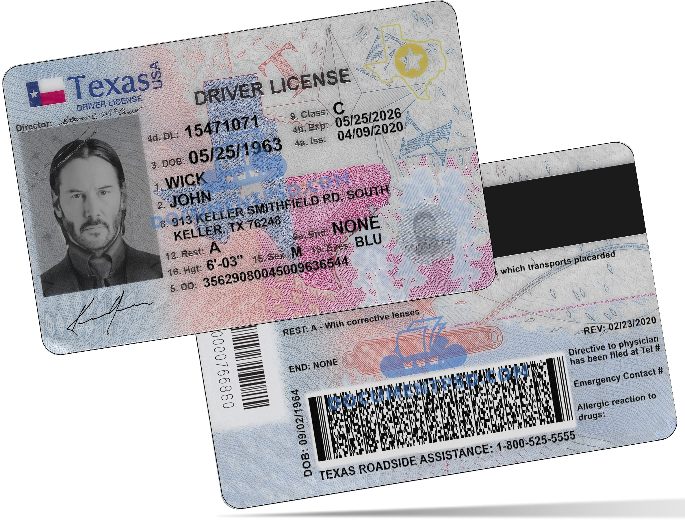 Texas Driver License PSD Template