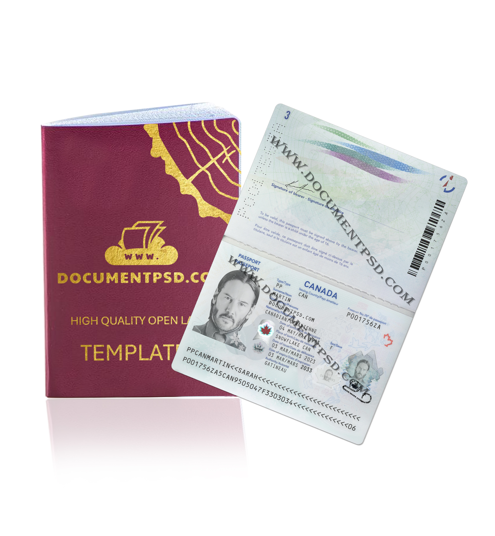 Canada Passport 2023 NEW PSD Template
