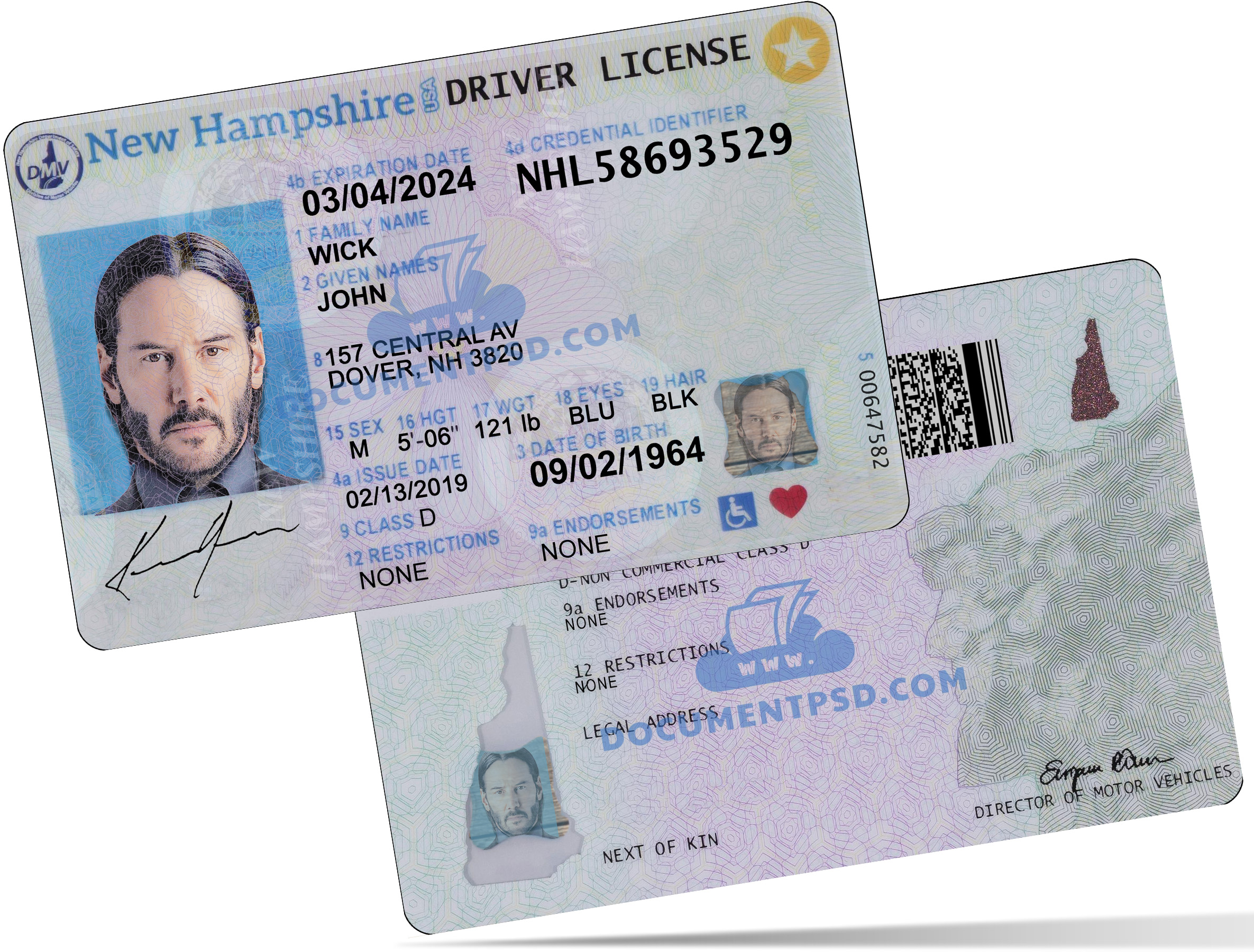 New Hampshire Driver License NEW PSD Template
