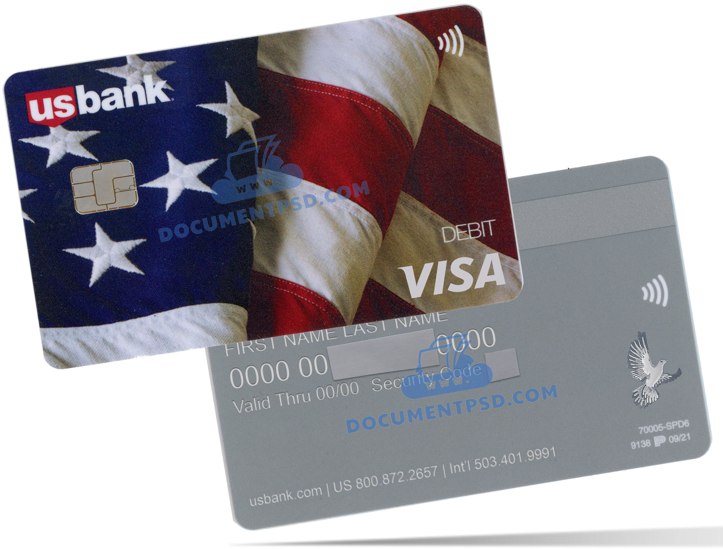 U.S. Bank Debit Visa Card United States PSD Template