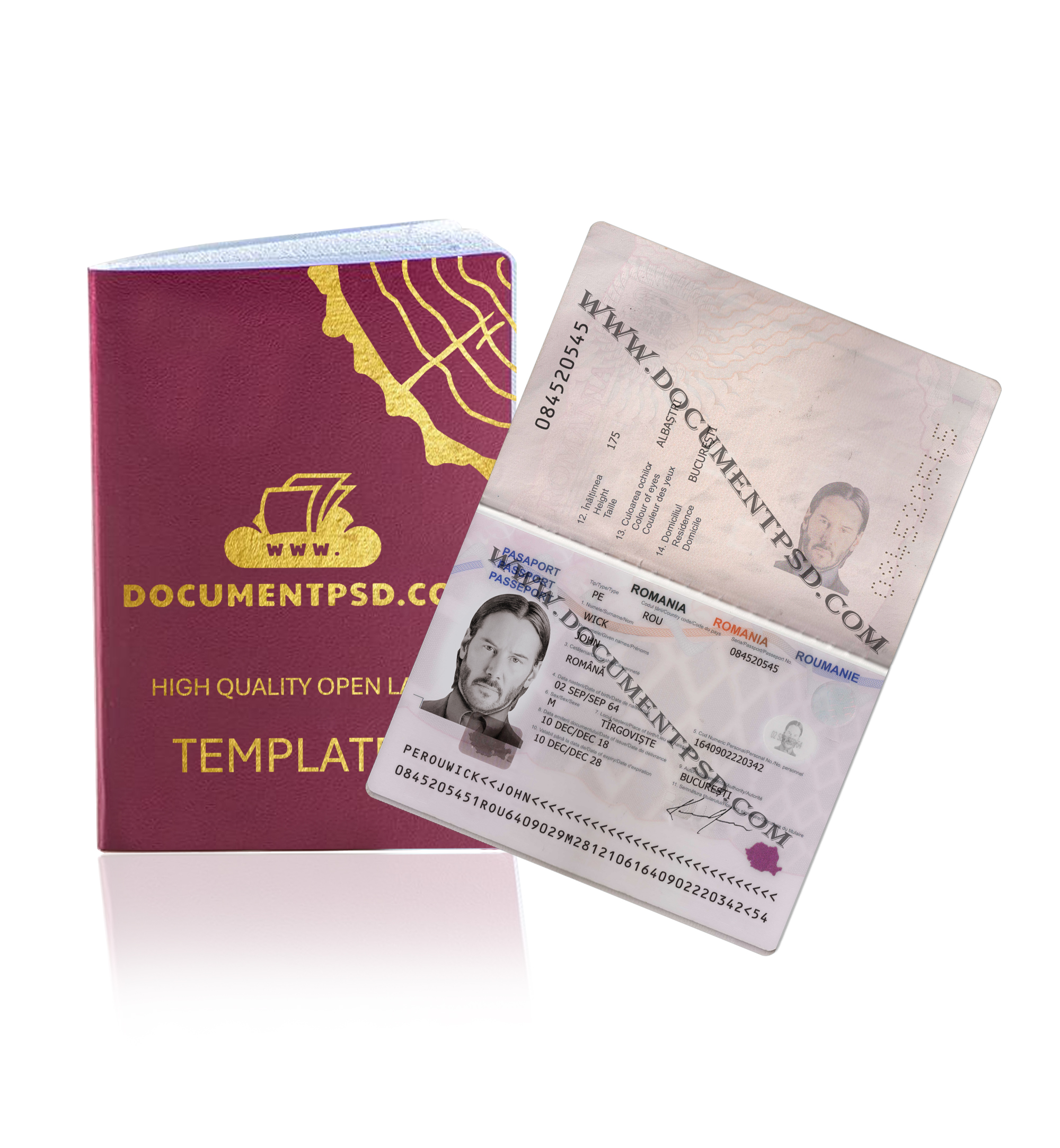 Romania Passport PSD Template
