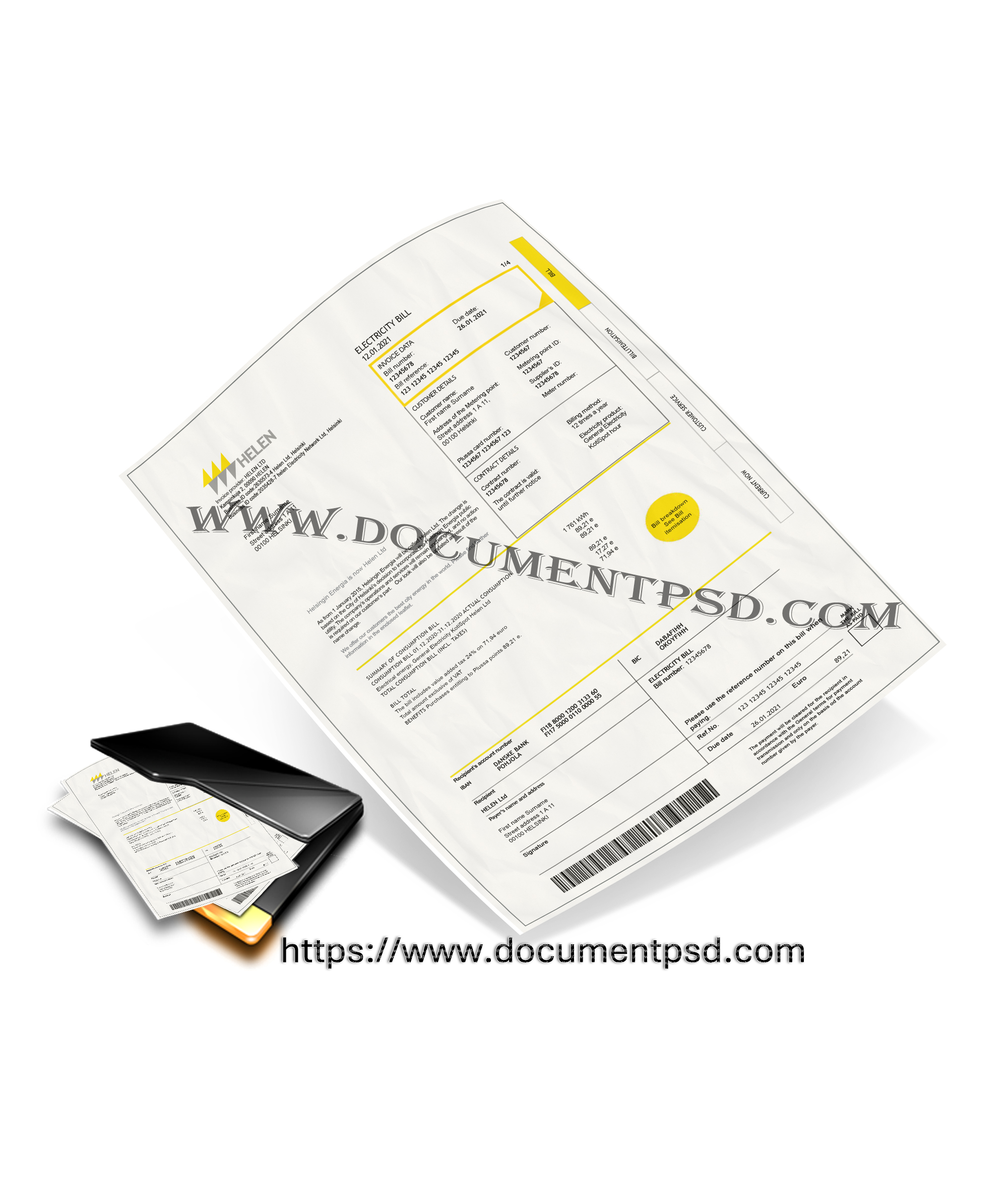 Finland Utility Bill PSD Template