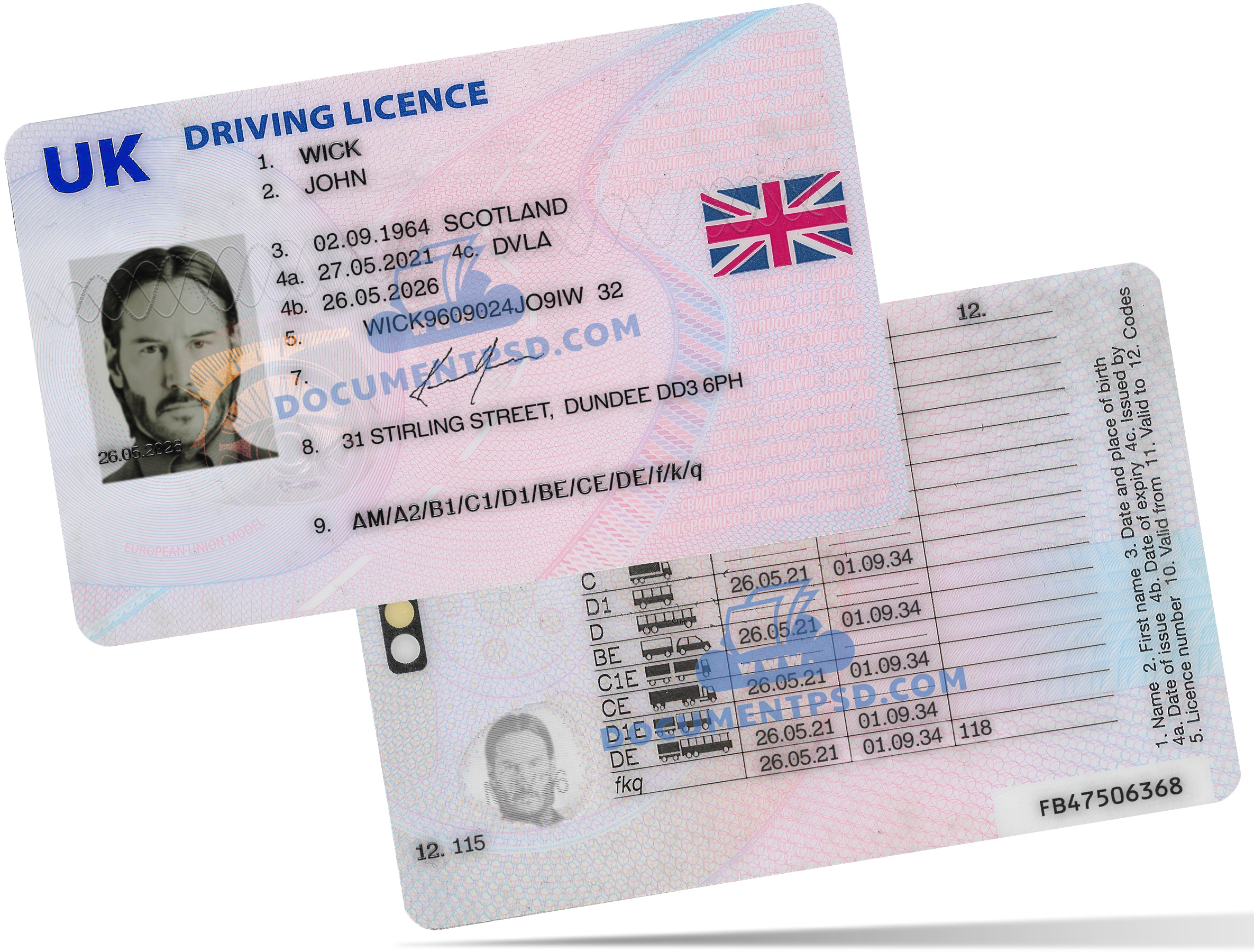 United Kingdom Driver License 2021 PSD Template