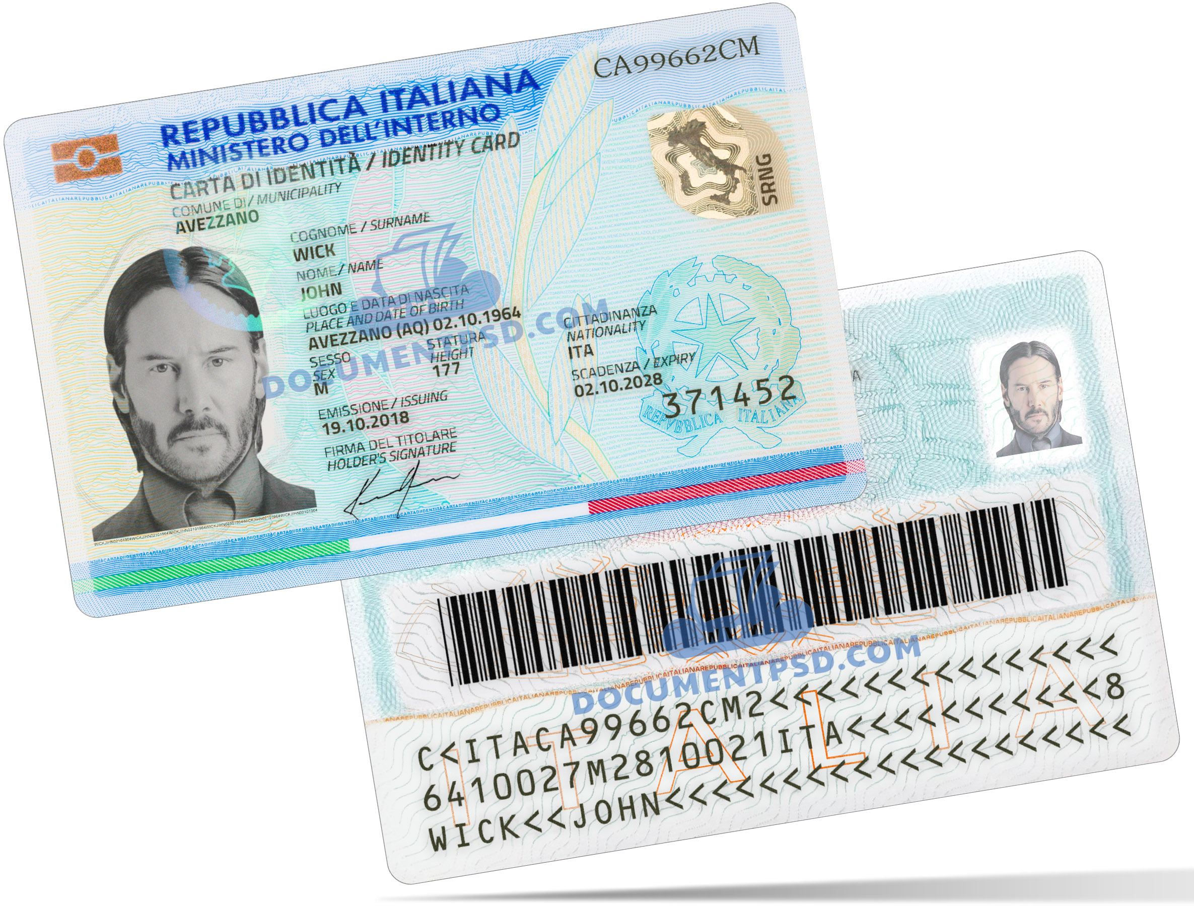 Italy ID Card PSD Template