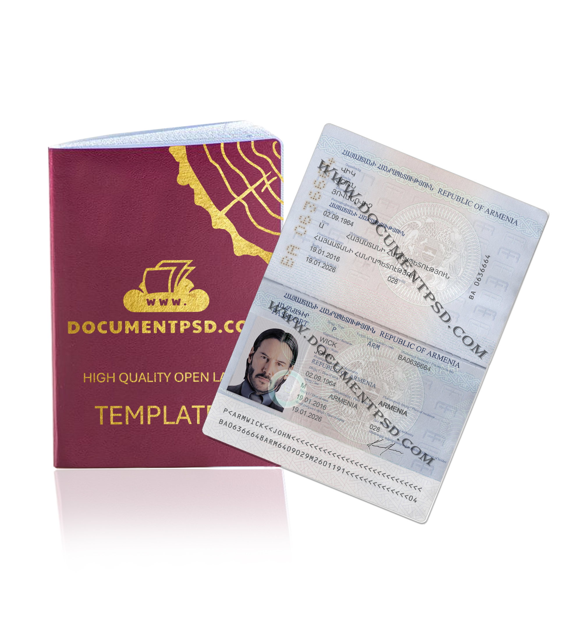Armeniya Passport PSD Template