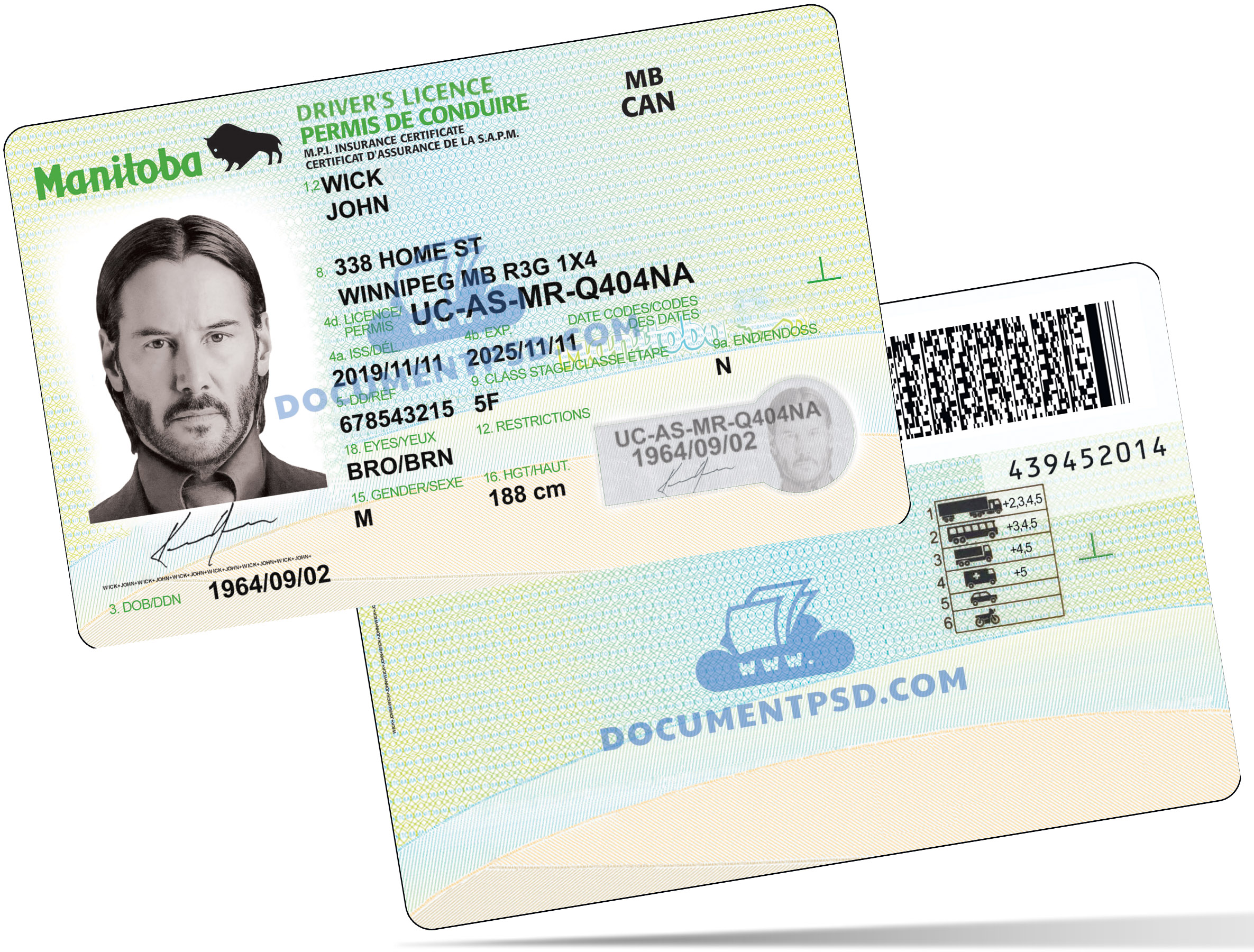 Canada Manitoba Driver License PSD Template
