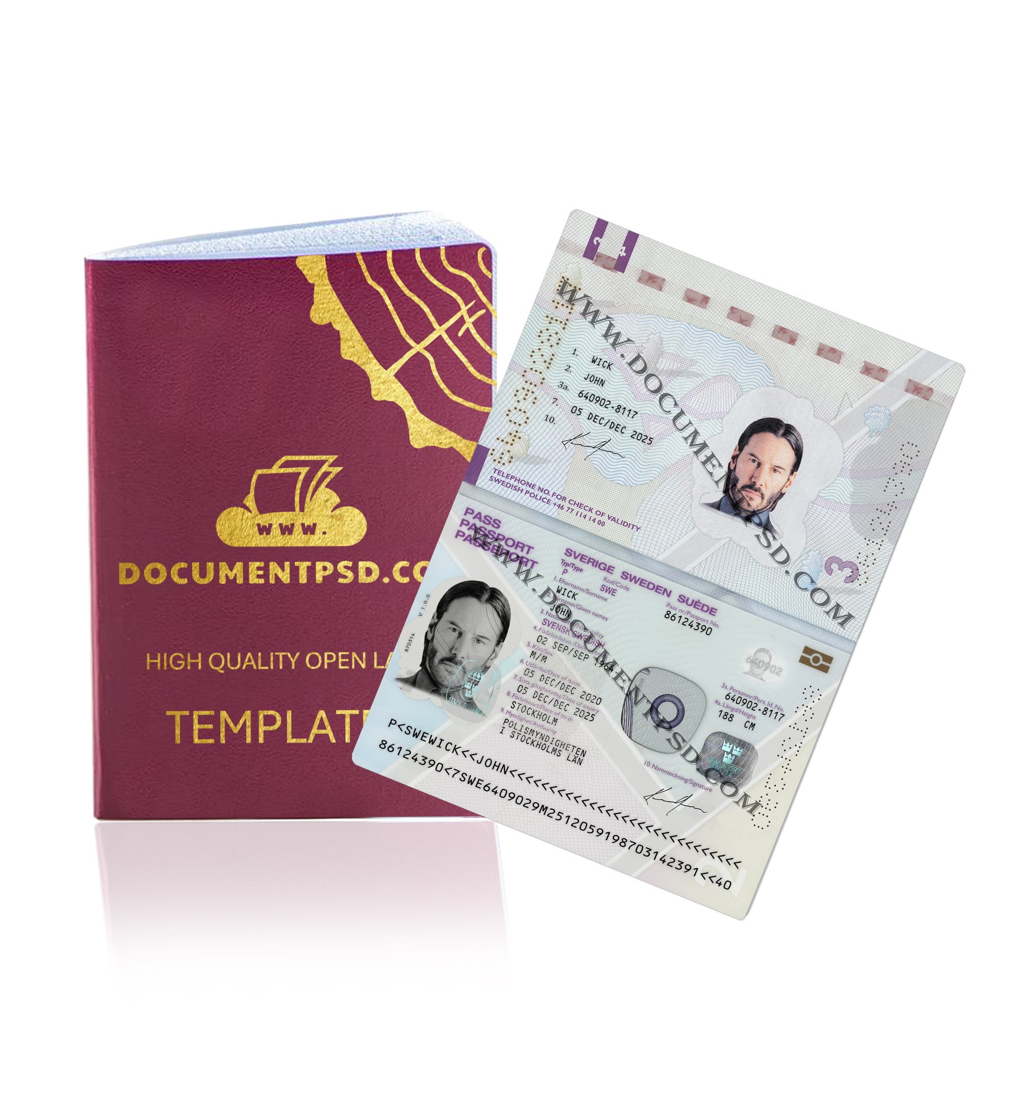 Sweden Passport PSD Template