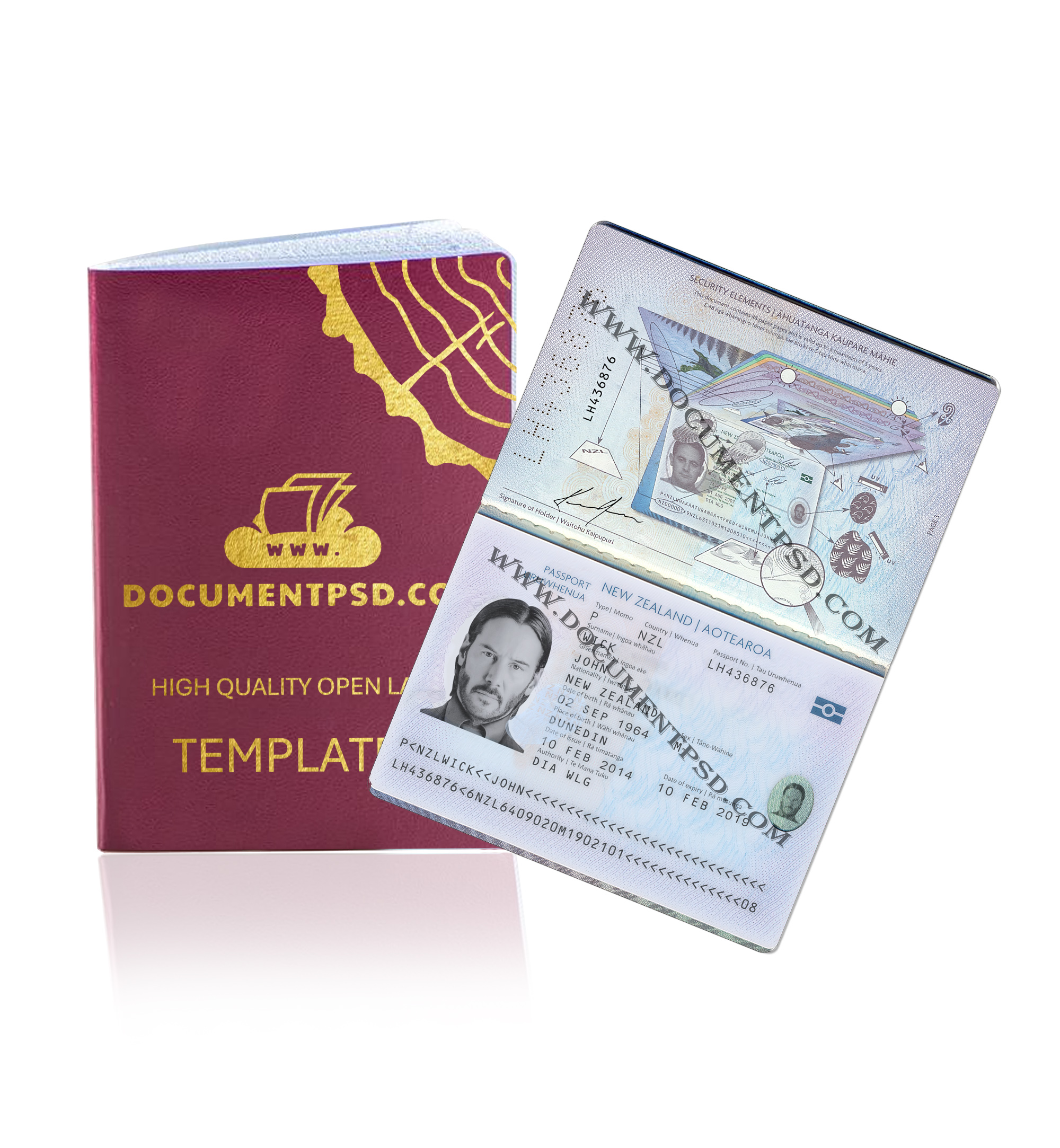 New Zealand Passport PSD Template
