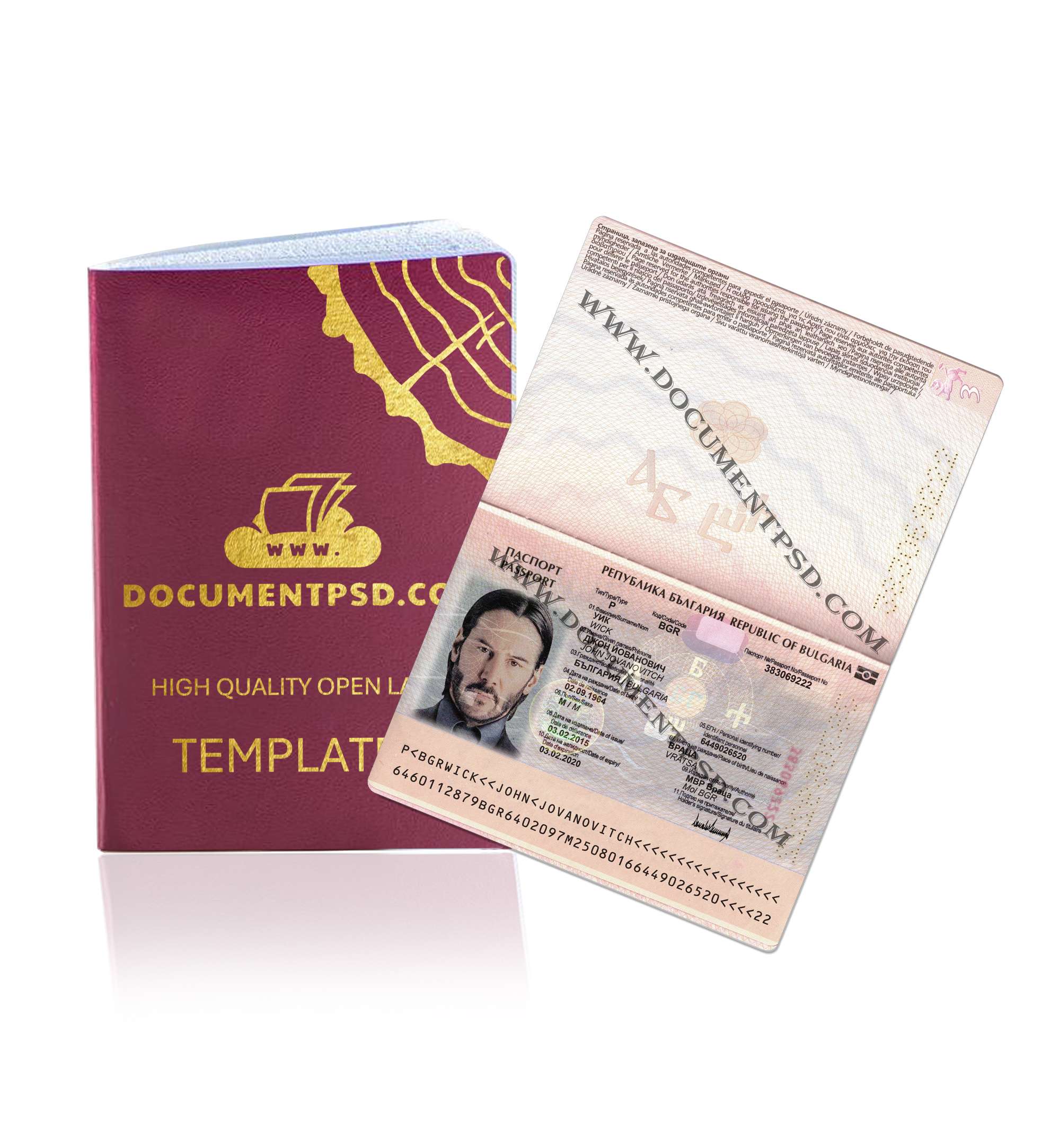 Bulgaria Passport PSD Template