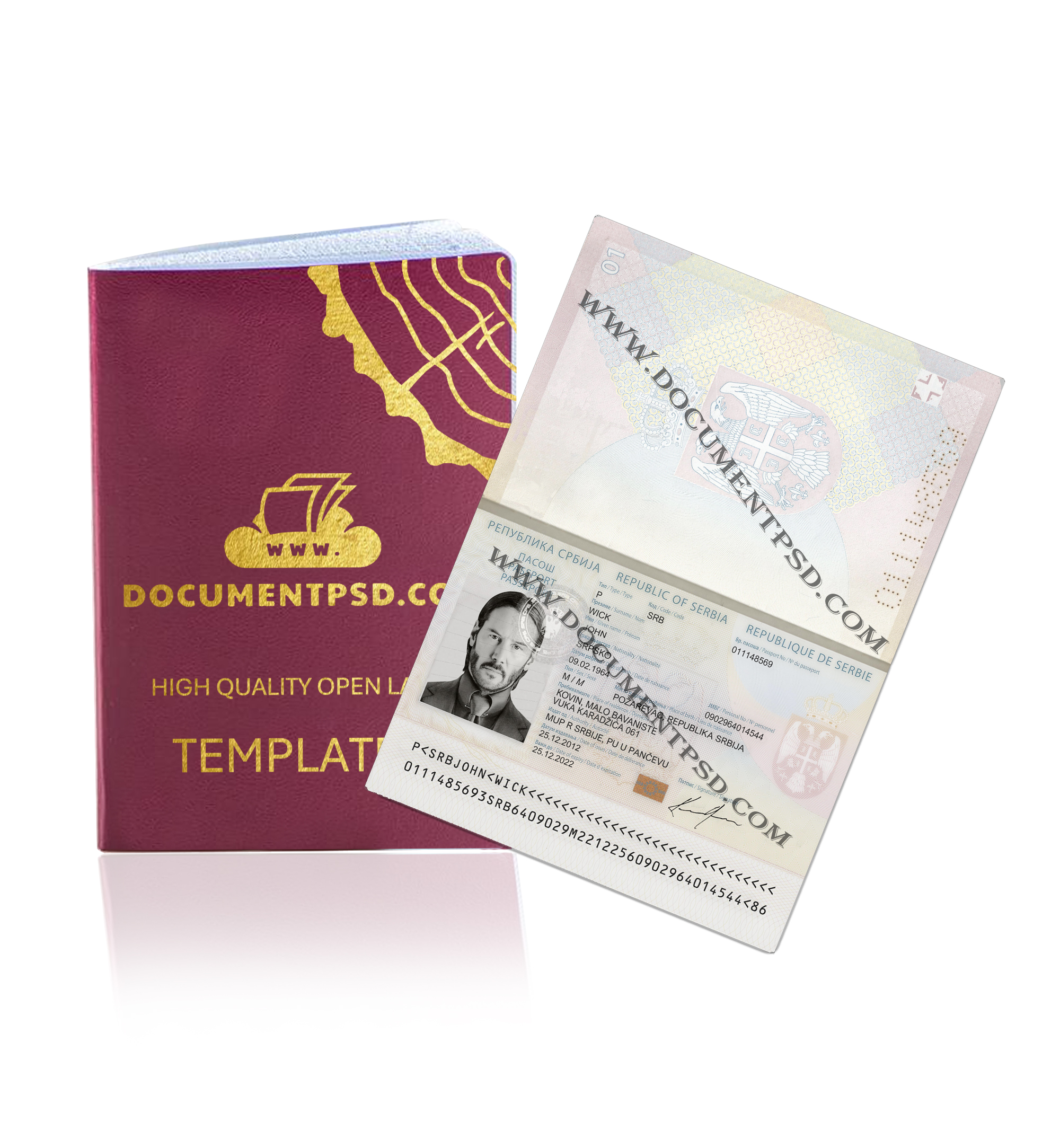 Serbia Passport PSD Template