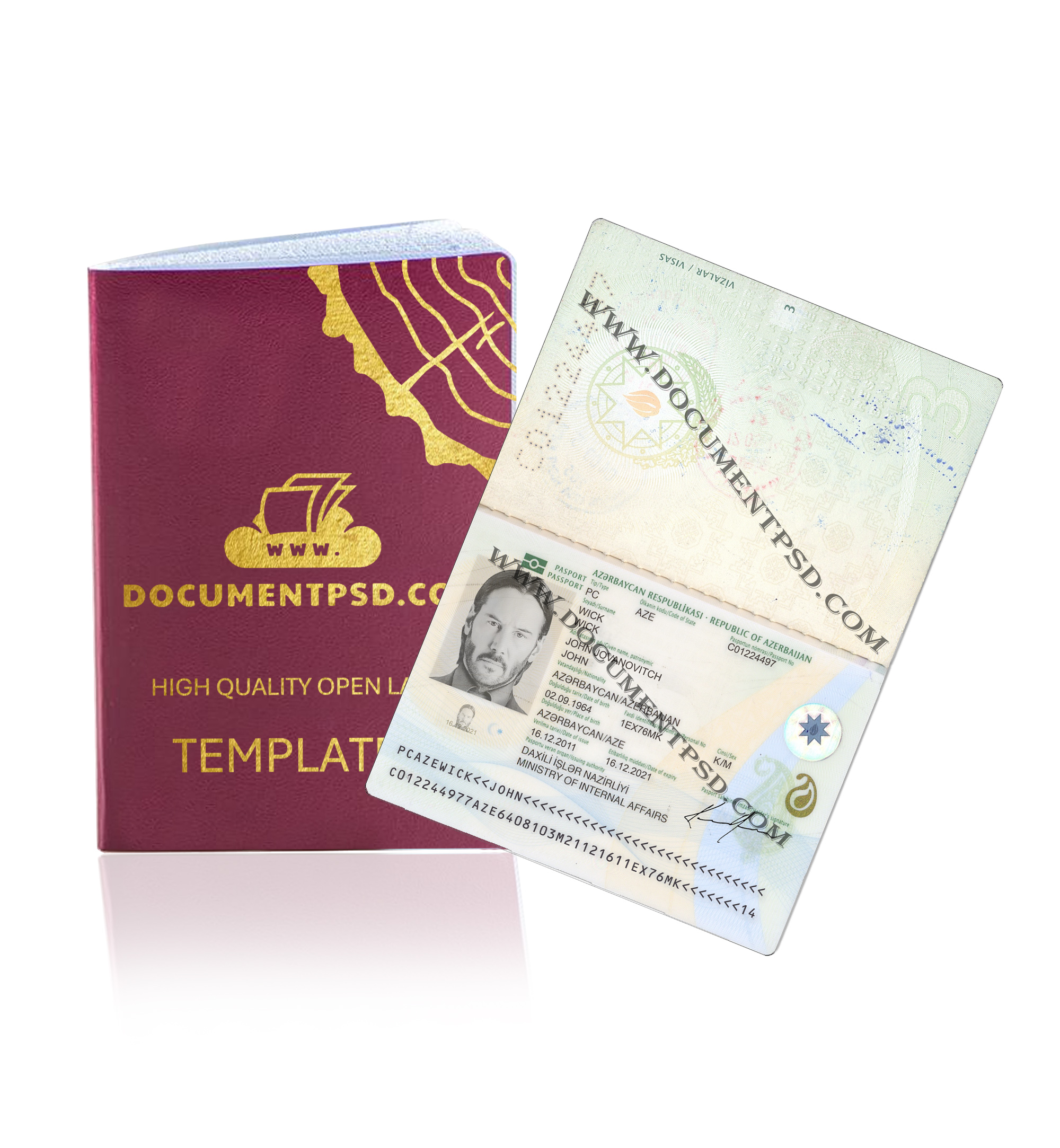 Azerbaijan passport PSD Template