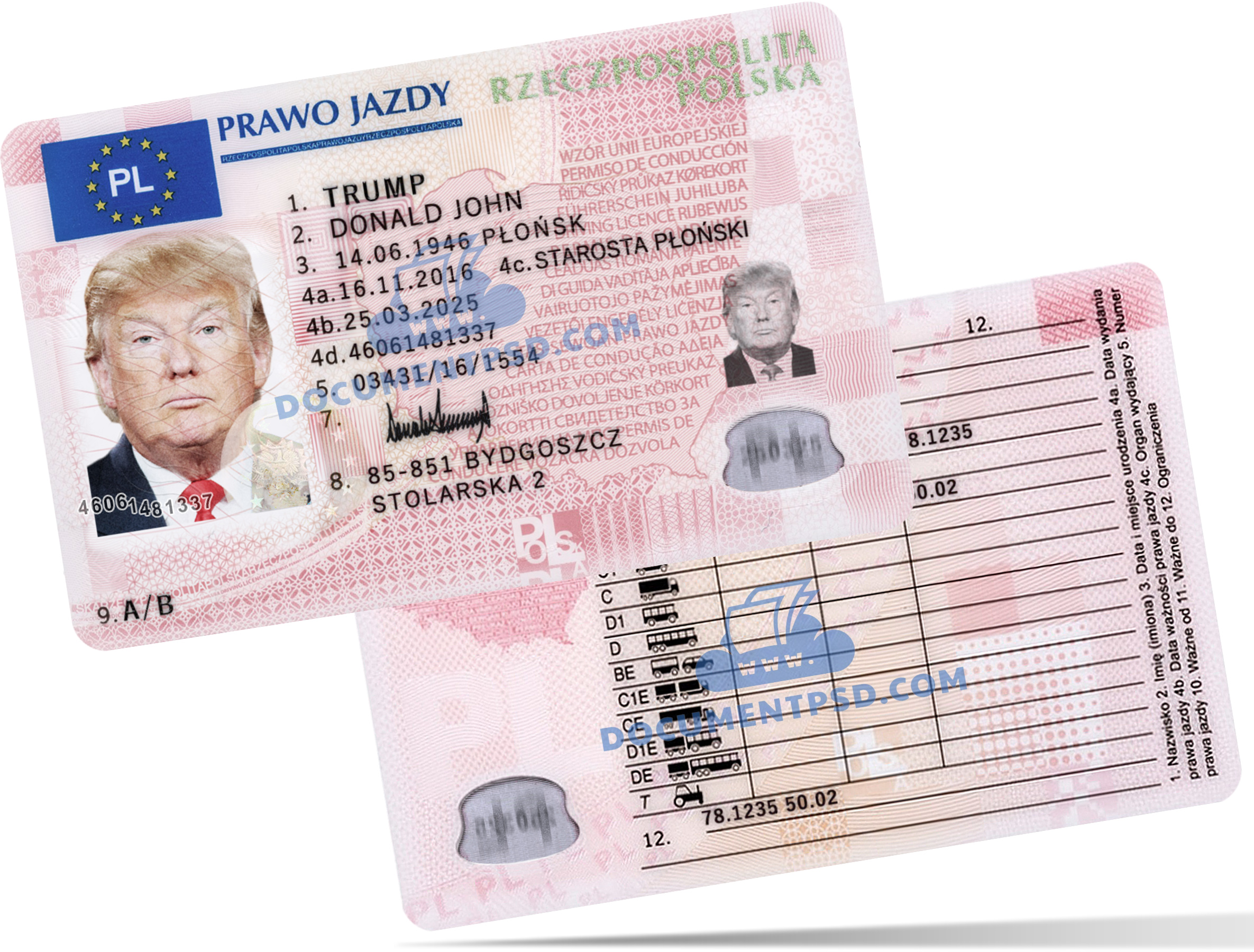 Poland Driver License PSD Template