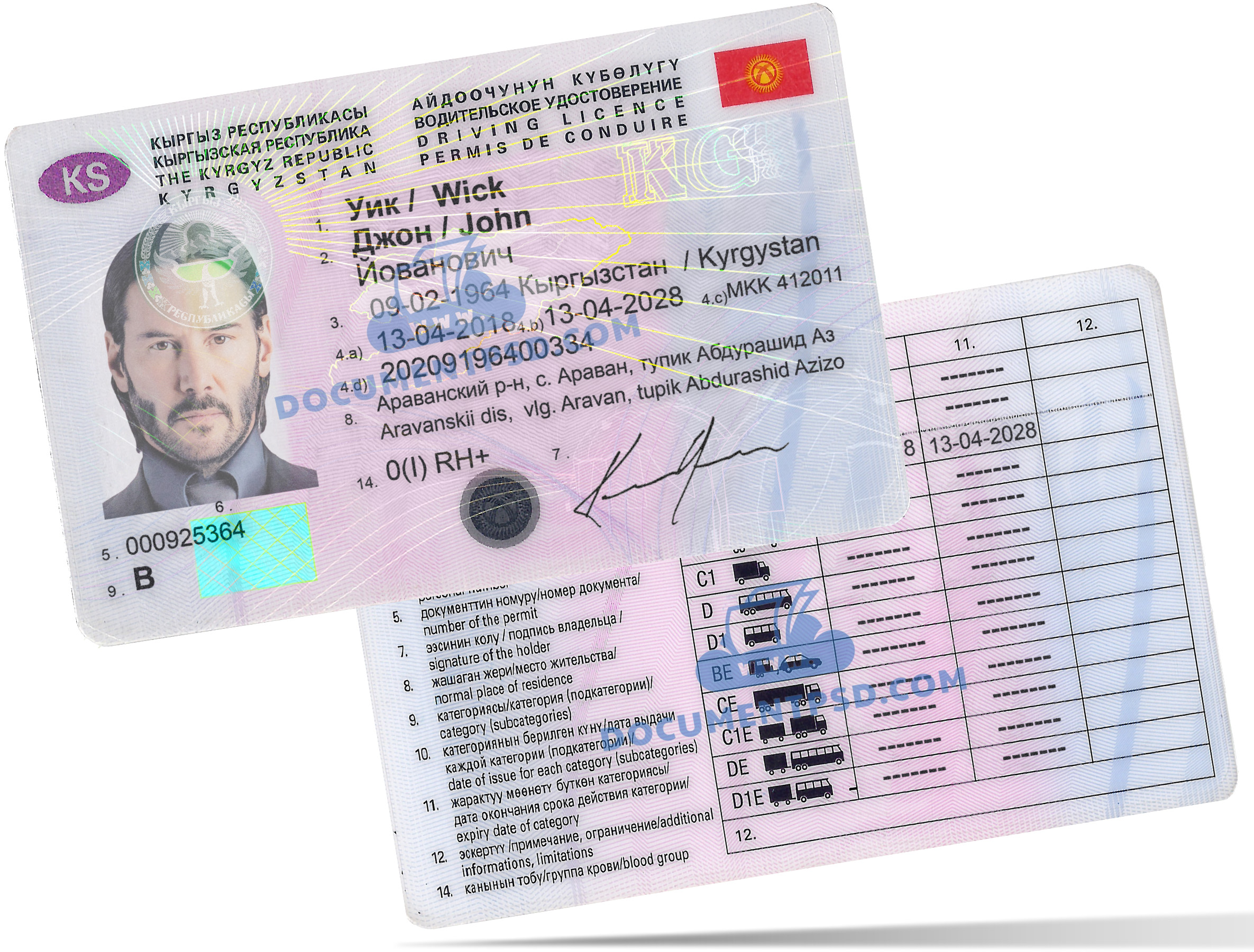 Kyrgyzstan Driver License 2013 PSD Template
