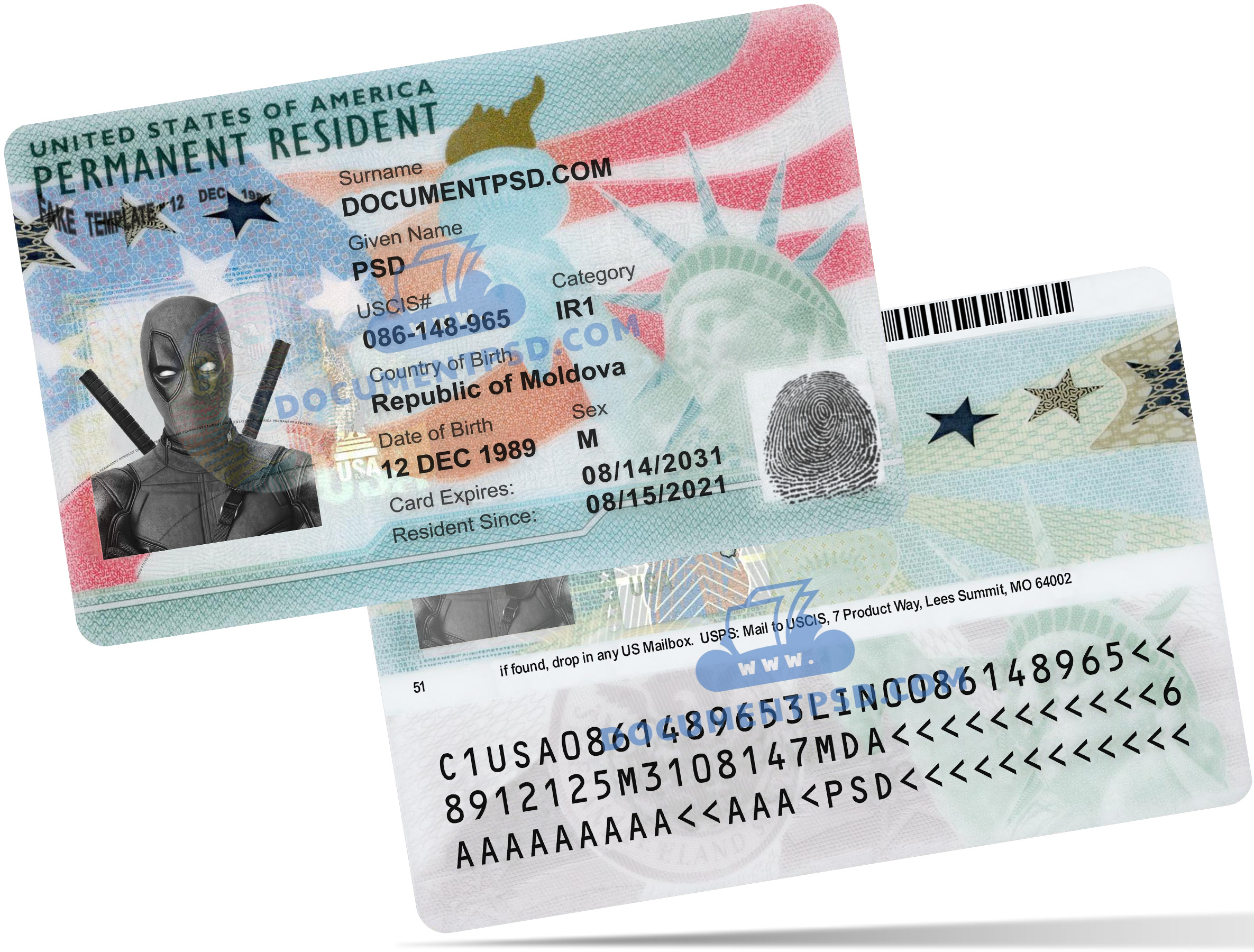 USA GREEN CARD PSD Template