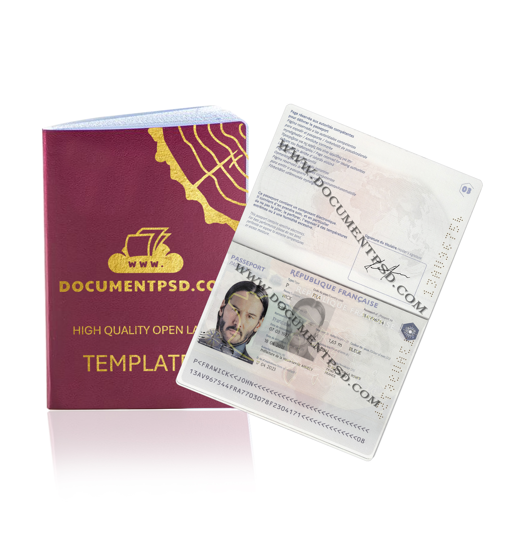 France Passport PSD Template