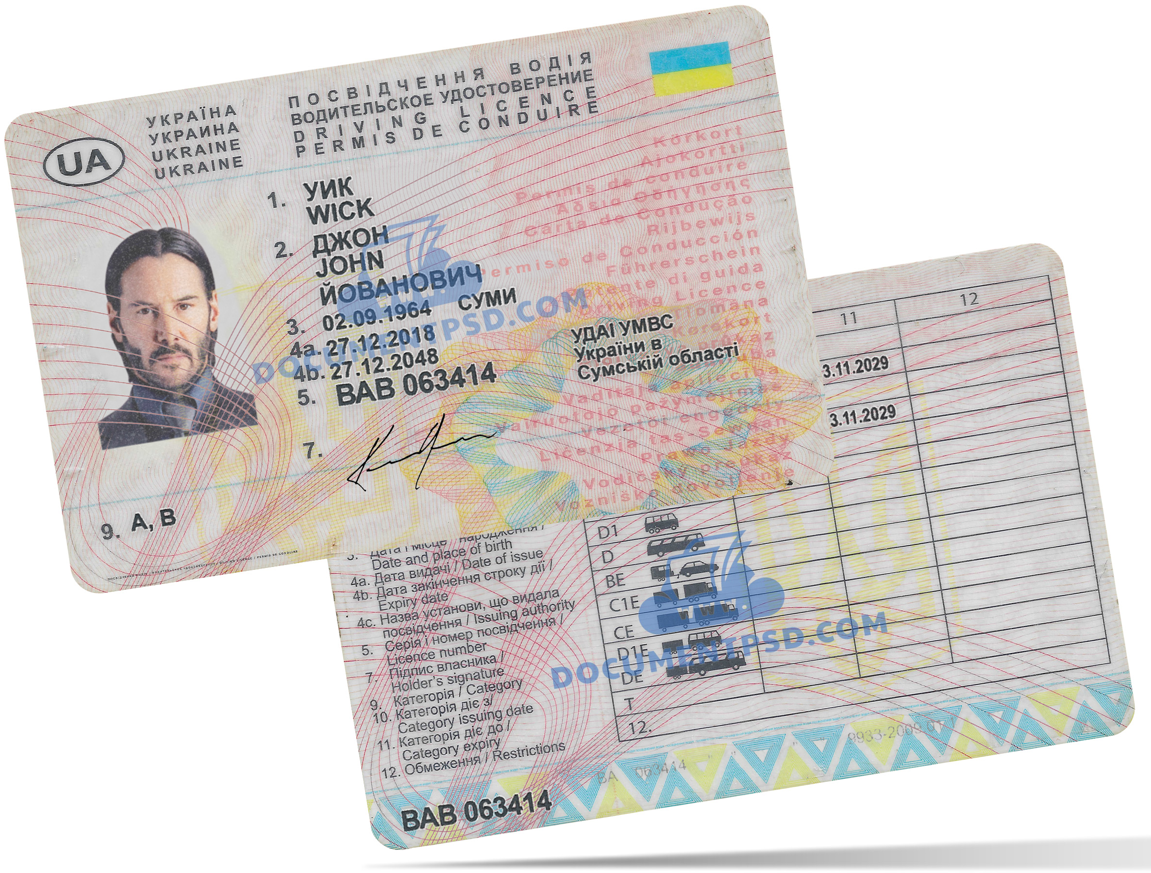 Ukraine Driver License 2005 PSD Template
