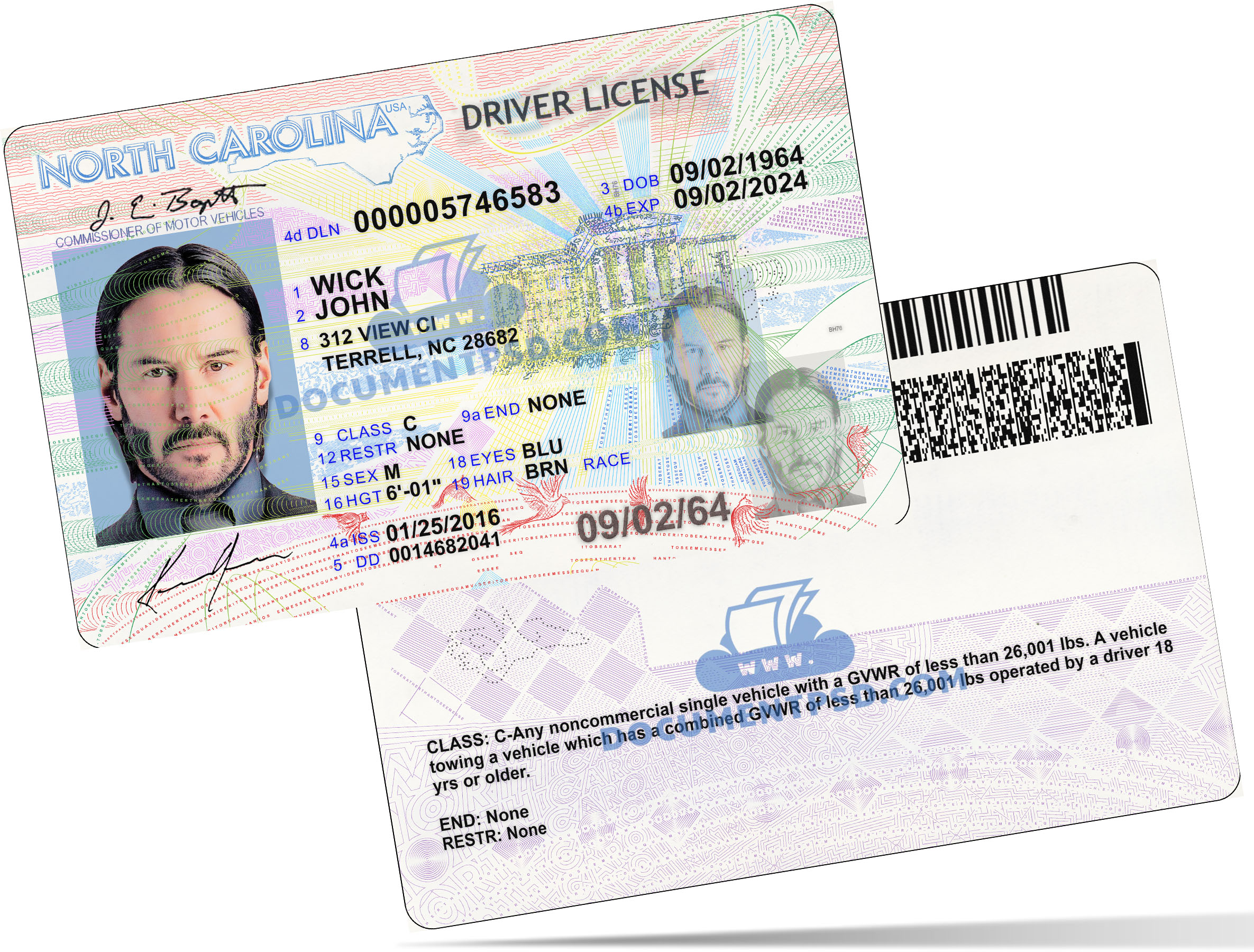 North Carolina Driver License PSD Template