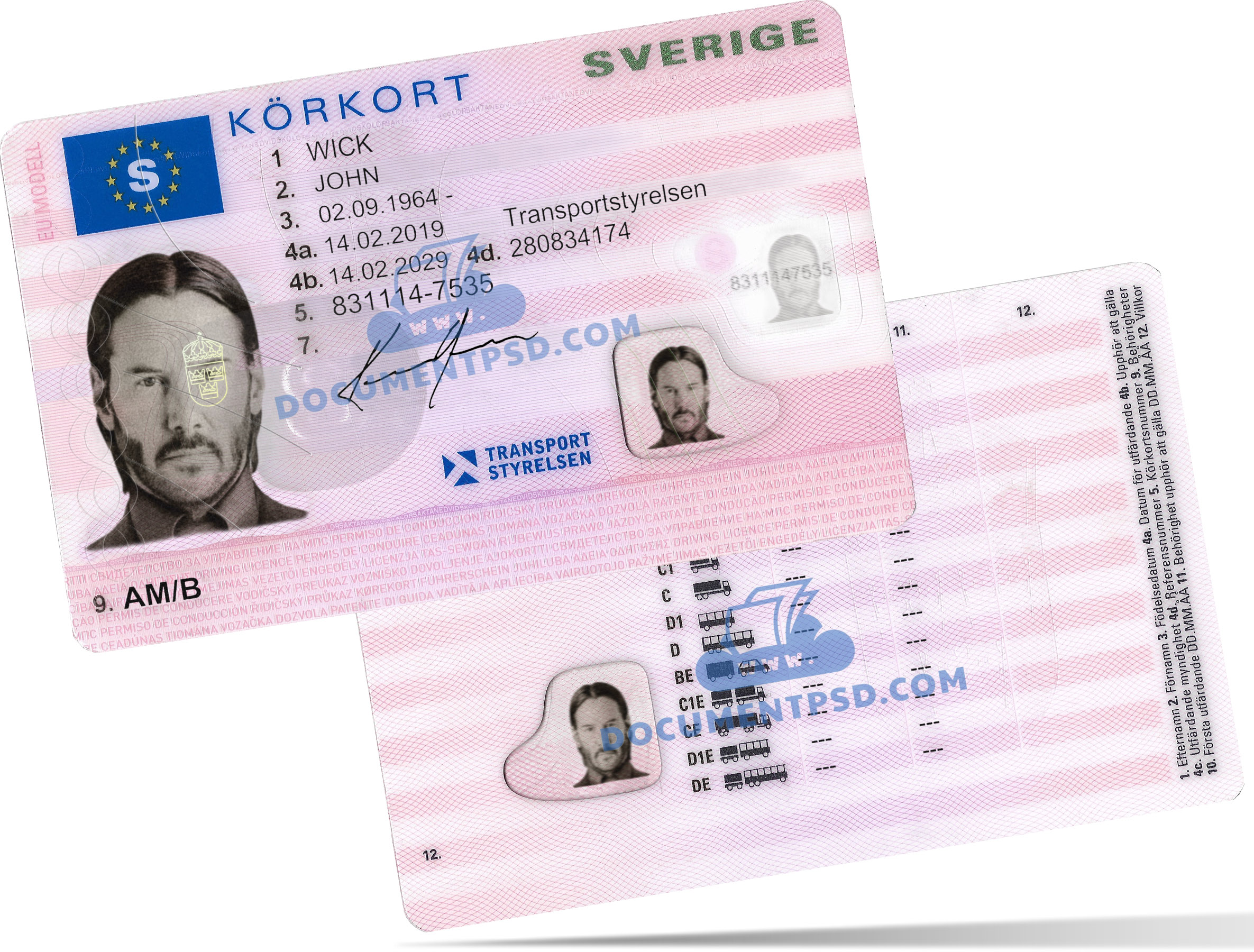 Sweden Driver License PSD Template