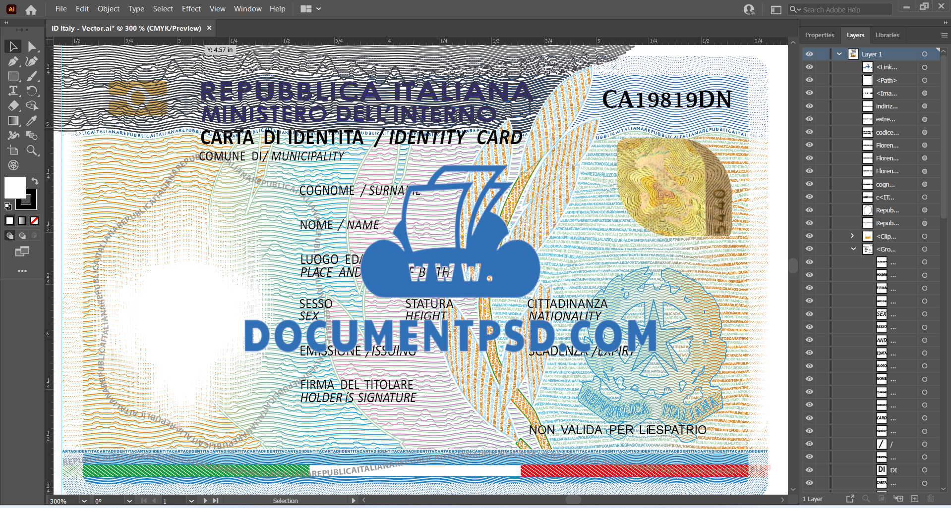 Italy ID 2016 card VECTOR AI